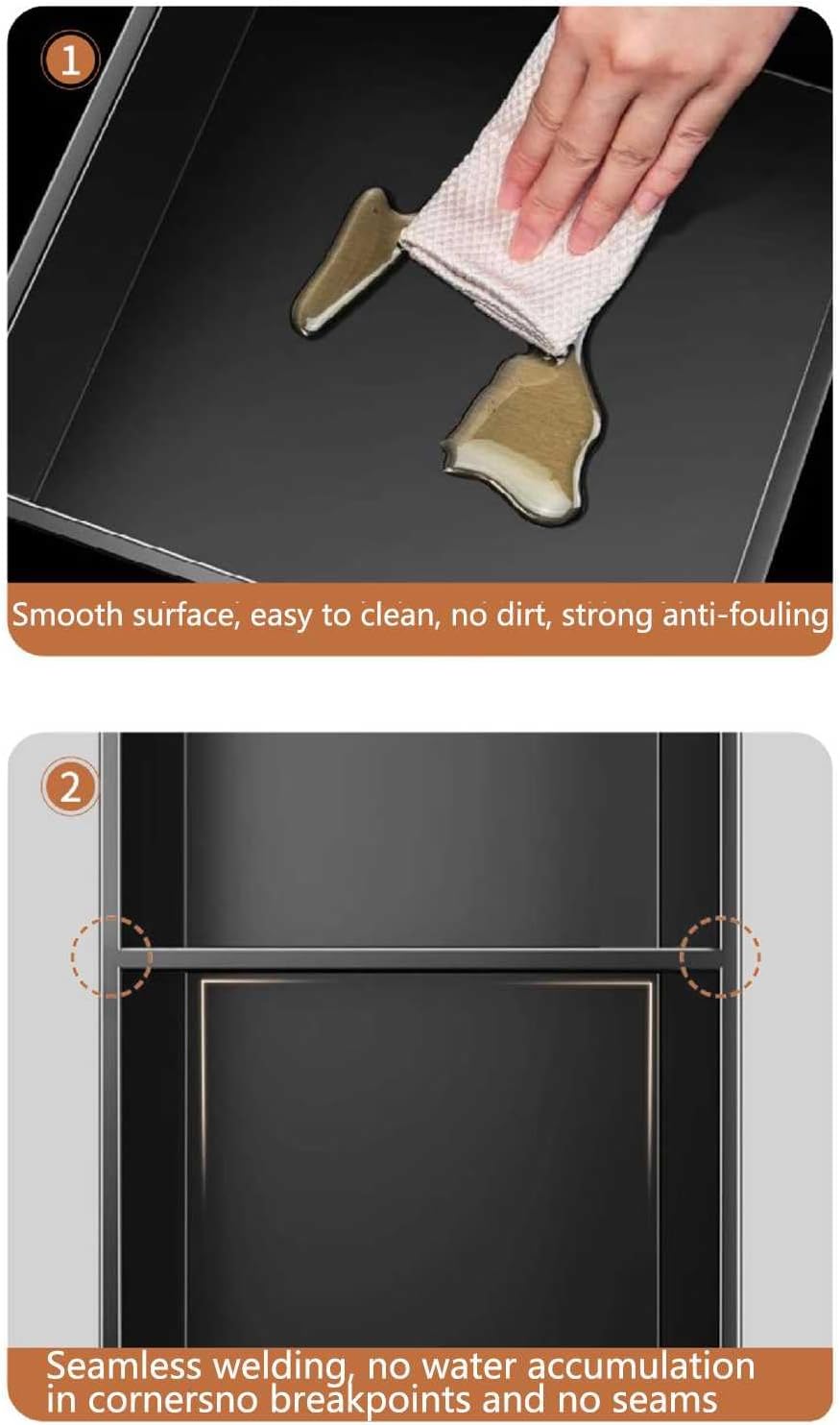 Shower Niche, 3-Tier Stainless Steel Shower Niche Shelves - No Tile Needed, Recessed Wall Mount Organizer for Bathroom & Kitchen, Rustproof Storage Solution, Space-(Black)