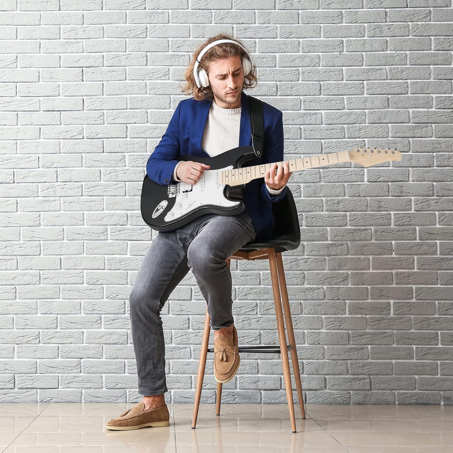 Ktaxon 39 Inch Electric Guitar Kit for Beginner, HSS Pickups 6 String Solid-Body Full Size Adults Electric Guitars W/Amplifier, Bag, Strap, Cable, Accessories - Black