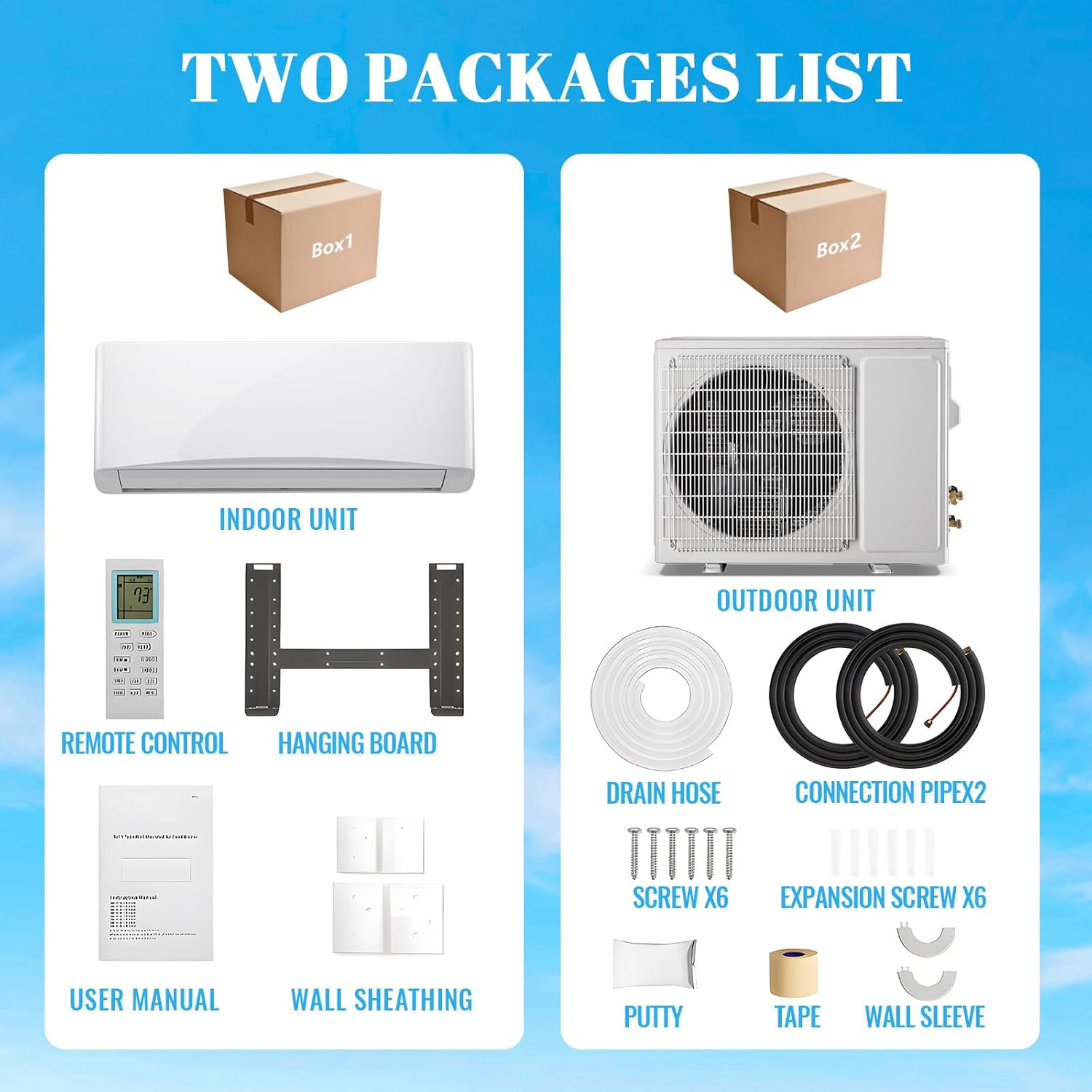 12000 BTU Mini Split Air Conditioner/Heater with Heat Pump 17 SEER2 115V Split AC Unit, Max Coverage Area Up to 750 Sq. Ft, Remote Control, Multiple Modes White