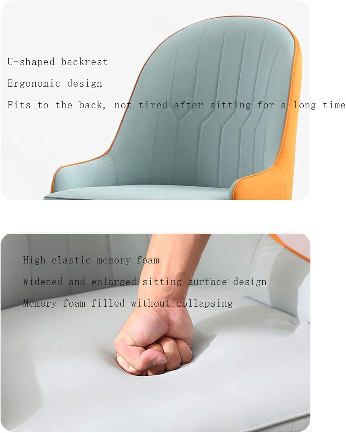 Dining Chair Kitchen Dining Room Furniture Chairs Modern Style Dining Chair Artificial Leather Chair with Backrest Used Dining Room and Living Room Office Lounge Chair (Color : Light Blue)