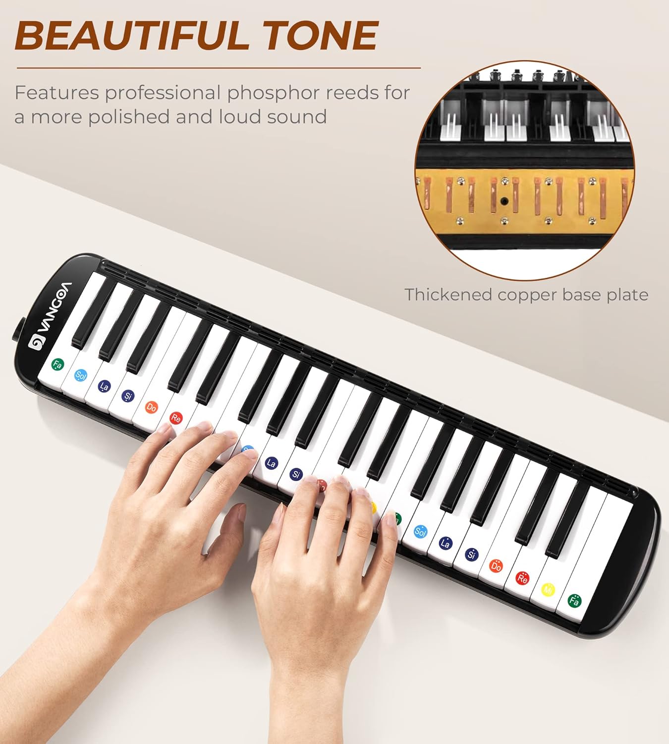Vangoa VGK610 Piano Keyboard, 61 Mini Keys Portable Music Keyboard for Beginners Pink and 37 Key Melodica Musical Instrument