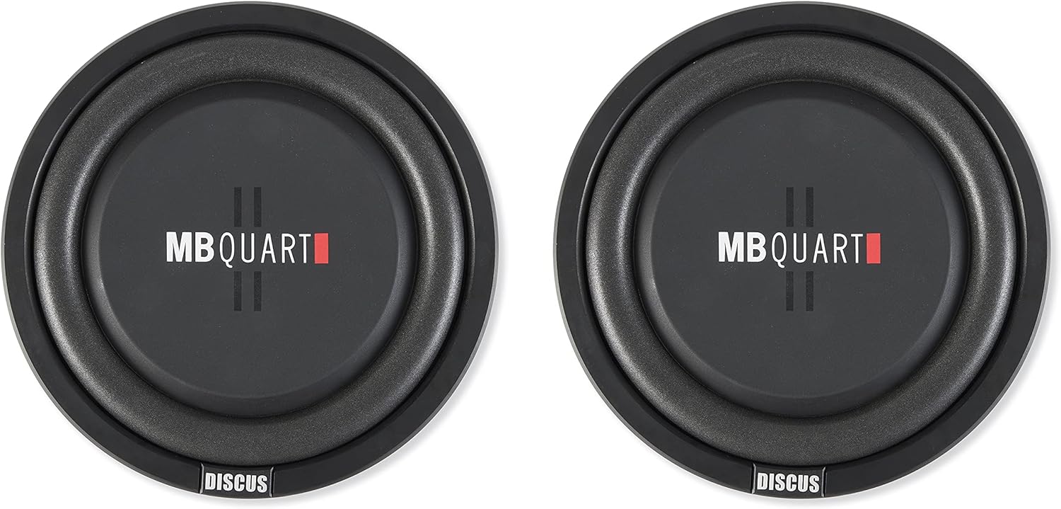 MB Quart 800 Watt 12 Inch Slim Shallow Subwoofer Speakers with Dual 4 Ohm Voice Coils for Car and Truck Audio Systems, 2 Pack