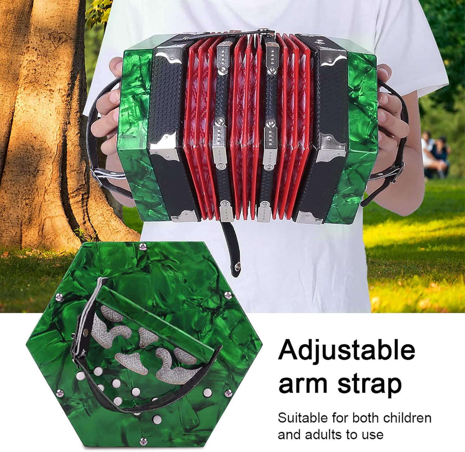 Gaeirt Professional Concertina concertina for beginners 20 Buttons Accordion with Strap and Carrying Bag Beginner Musical Instrument for Daily Practice Stage Accordions