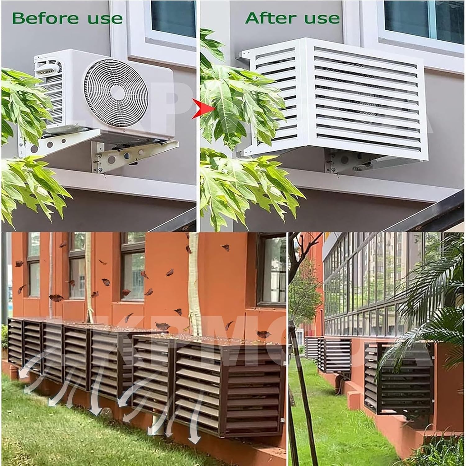Aluminum Ac Unit Covers Outdoor, Fence Panels for Air Conditioners Trash Bins, Anti Theft, Noise Reduction, Adapt to All Weather(Brown,2 3P)