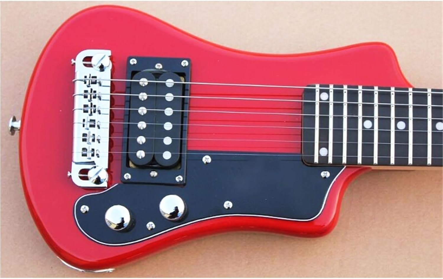 Beginner Electric Guitar Kits Travel Portable Electric Guitar With Embroidered Sponge Bag(Red)