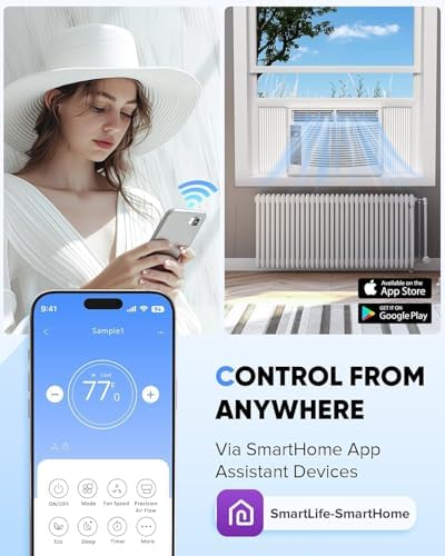 6000 BTU Window Air Conditioner with WiFi, Energy Saving Window AC Unit with Remote & App Control & Timer Function & Easy Install Kit, for Rooms up to 250 Sq.Ft