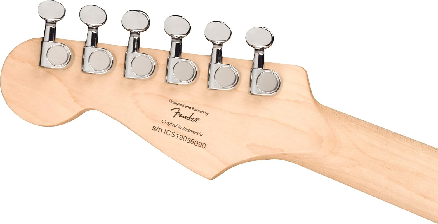 Fender Squier 3/4-Size Kids Mini Strat Electric Guitar - Dakota Red Learn-to-Play Bundle with Cable, Tuner, Strap, Picks, Fender Play Online Lessons, and Austin Bazaar Instructional DVD