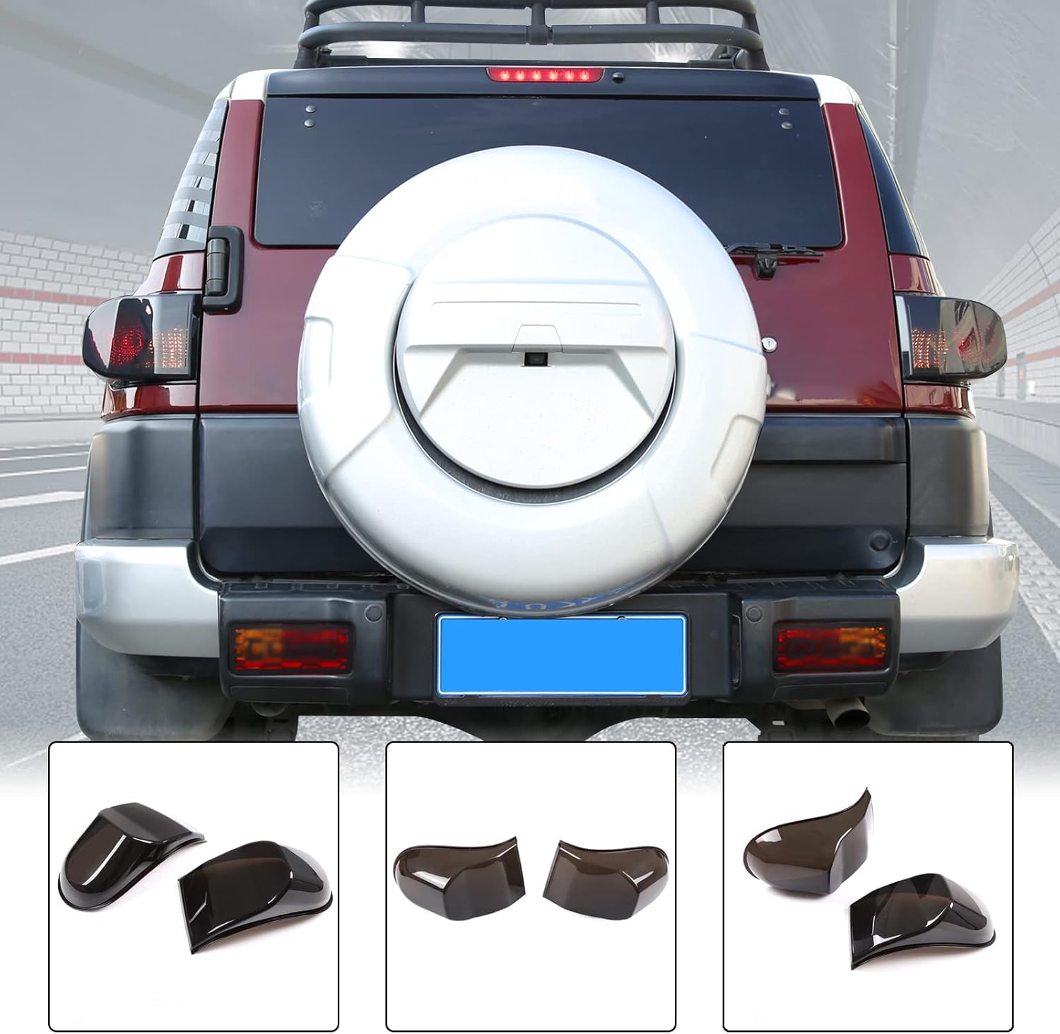 Car Tail Light Lamp Cover Compatible with Toyota FJ Cruiser 2007-2021 Rear Taillight Cover Tail Lamp Shell Shade Smoked Tintlight Lamp Trim Cover Rear Headlight Blackened Protection Cover Accessories