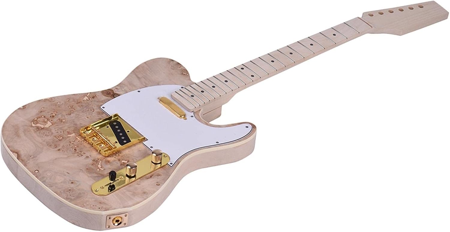DIY Electric Guitar Kit Wood Unfinished Guitar Kit Maple Neck Replacement Set Let You Enjoy of Make A Unique Electric Guitar