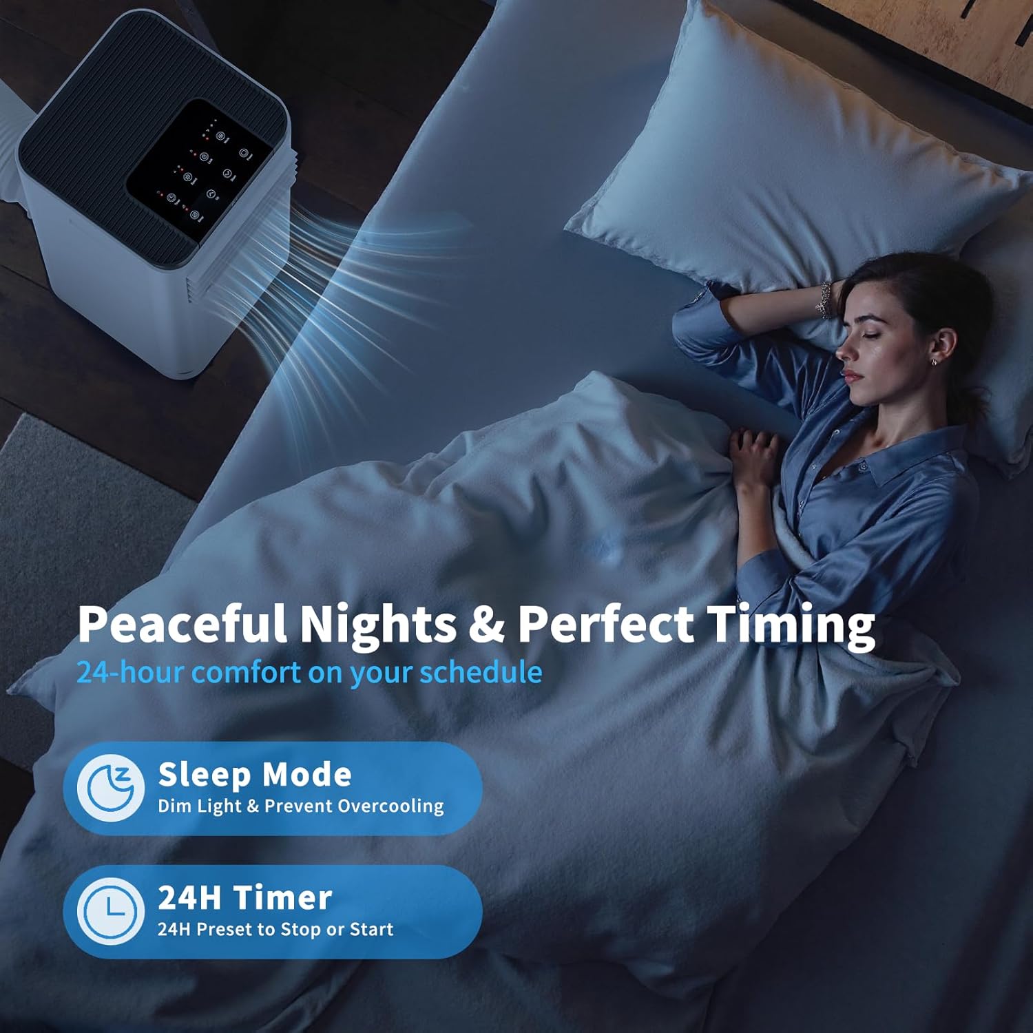 10,000 BTU Portable Air Conditioners for 450 Sq.Ft, 4-in-1 Room Air Conditioner with Cooling, Heating, Dehumidifier, Fan, Remote, Sleep Mode, Child Lock, 24H Timer, Self-Evaporating Portable AC Unit