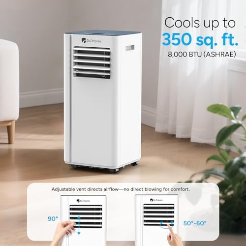 DR.PREPARE 8000 BTU Portable Air Conditioners, Cools Room Up to 350 sq. ft, 4 Modes AC Unit with Fast Cooling, Remote Control, 24H Times, Sleep Mode, Portable for Bedroom, Home, Office