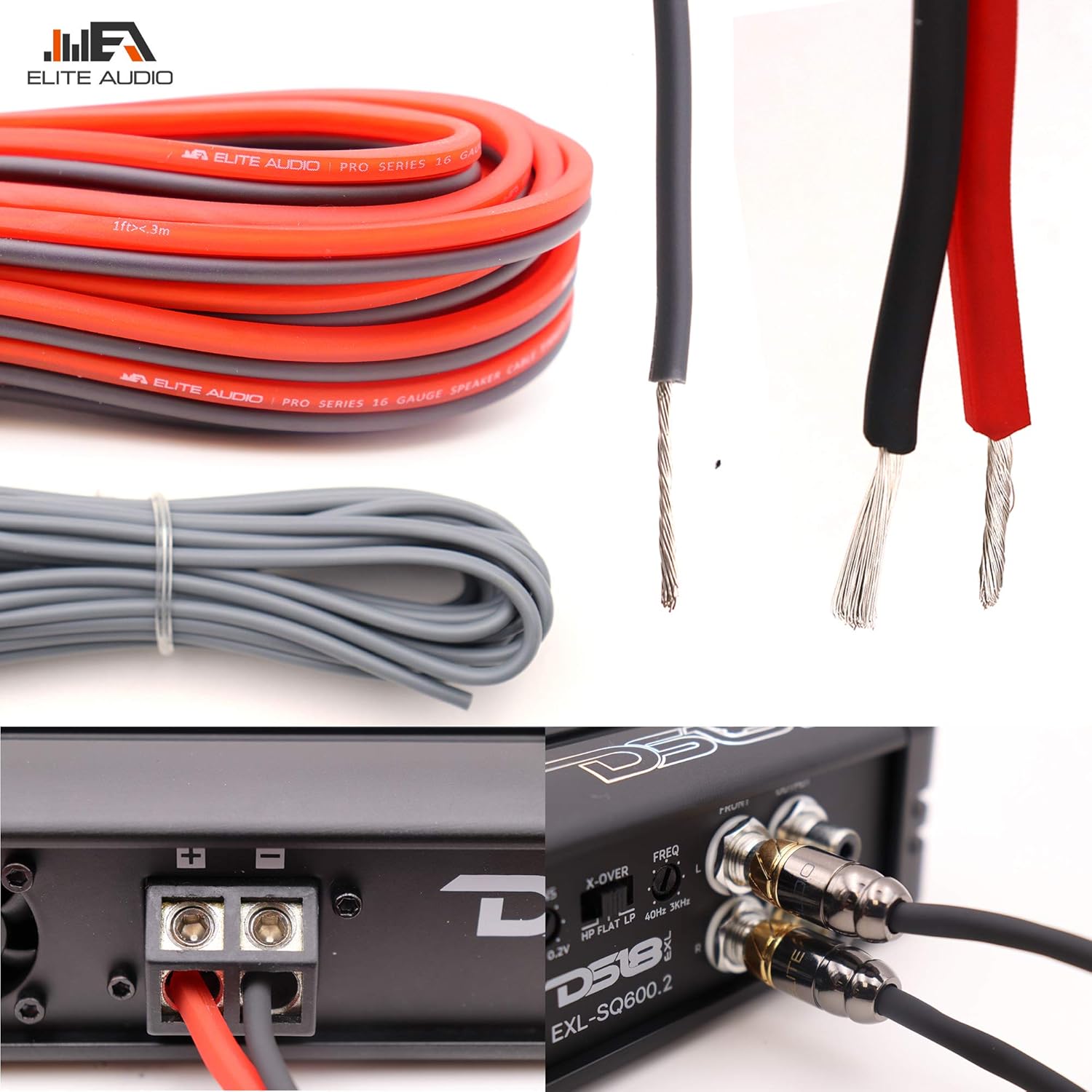 Elite Audio Pro Series Amplifier Wiring Kit & 4-Channel RCA Combo - 2500w Max Power, 8GA (AWG) Cables, Dual RCA Sets, ANL Fuse & Holder (Model: EA-PROK8 + EA-PRO417)
