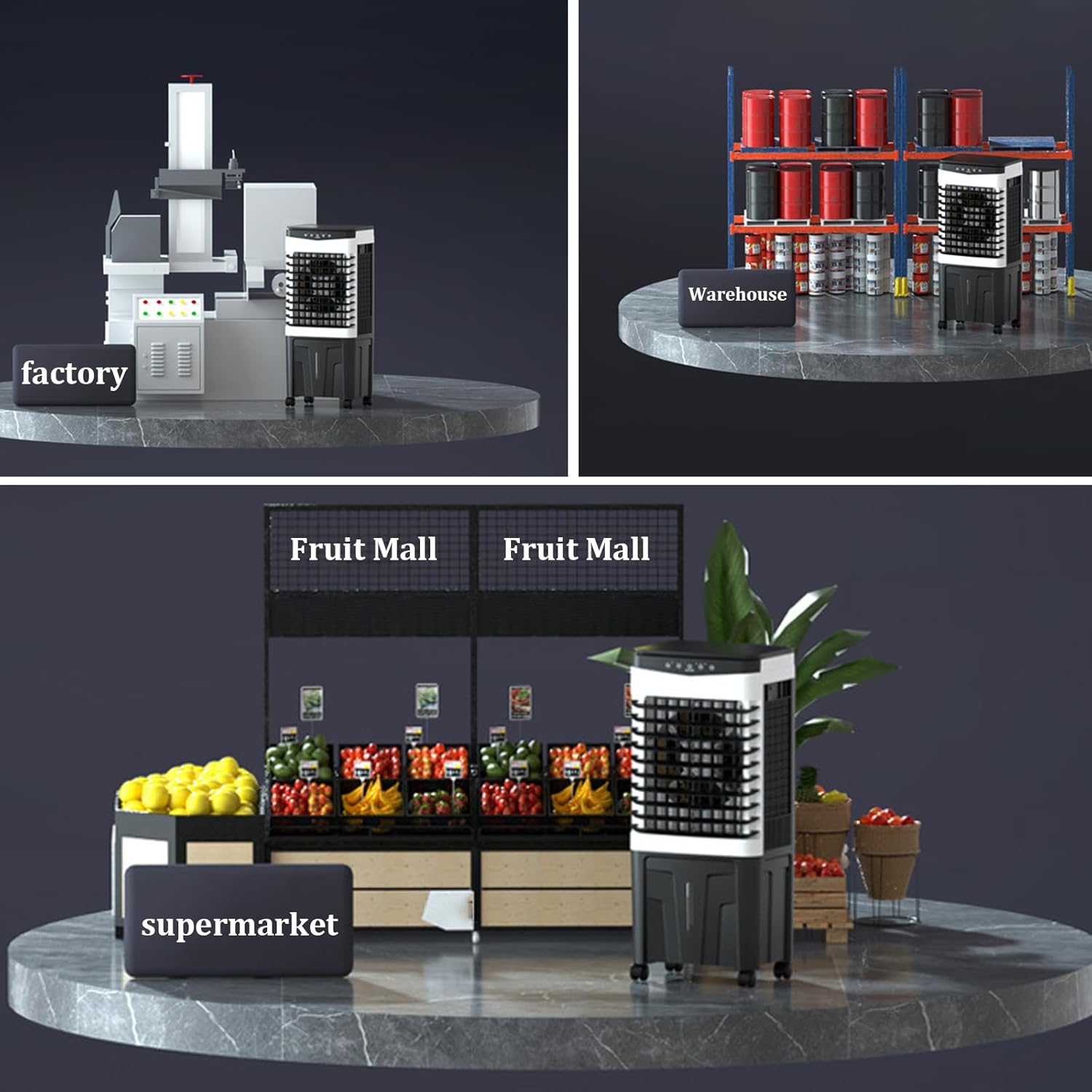 Refrigeration Small Air Cooler,portable Air Conditioner,Three Adjustable Wind Speeds,7.5H Timing Function Evaporative Air Cooler,for Garage, Factory, Supermarket, Household(Color:Touch screen version)