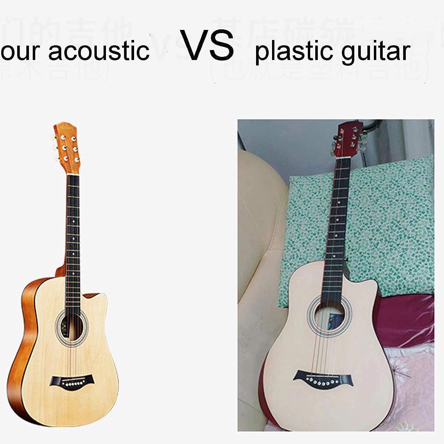 Guitar, Log, High-Precision Open-Style String Standard, Original Phosphor Bronze Strings, Suitable for Beginners (Size:38 inches,Color:Green)