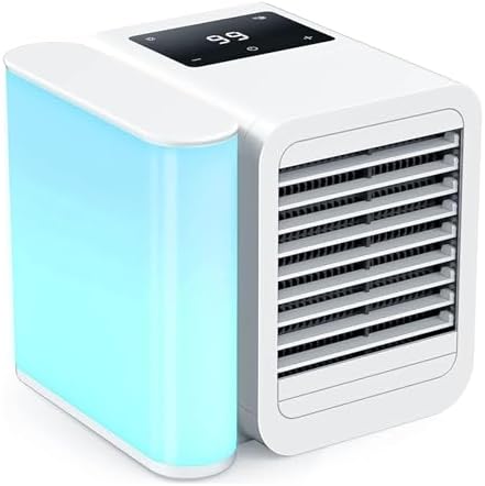 Portable Air Conditioner Cooling Fan with 1-99 Speeds & 2 Modes, 1000ml WaterTank, Timer Function, 4 in 1 USB C Touchscreen Evaporative Air Cooler with Quiet 7 Color Night Light