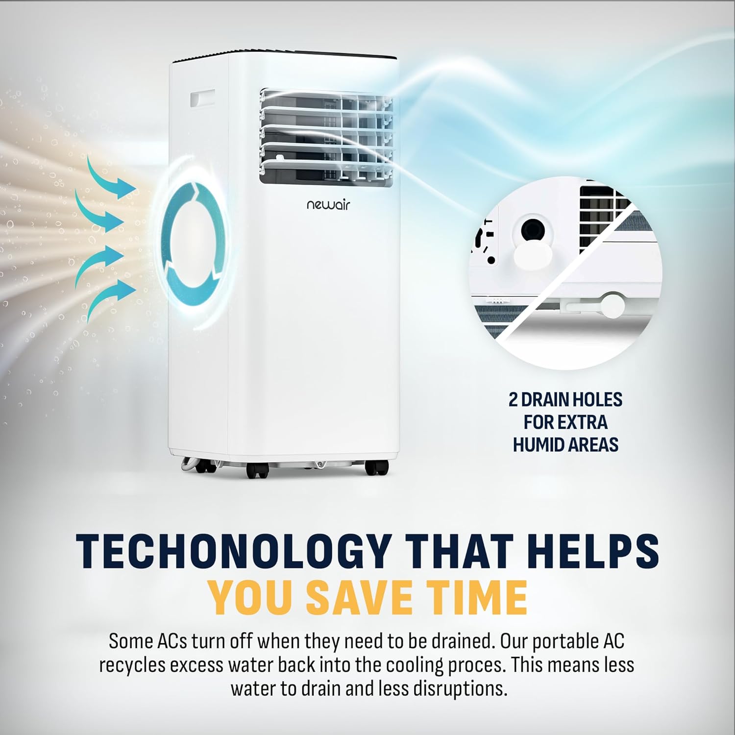 Newair 8,000 BTU Portable Air Conditioner (5,000 BTU DOE), Compact AC Design with Easy Setup Window Venting Kit, Self-Evaporative System, Quiet Operation, Dehumidifying Mode with Remote and Timer