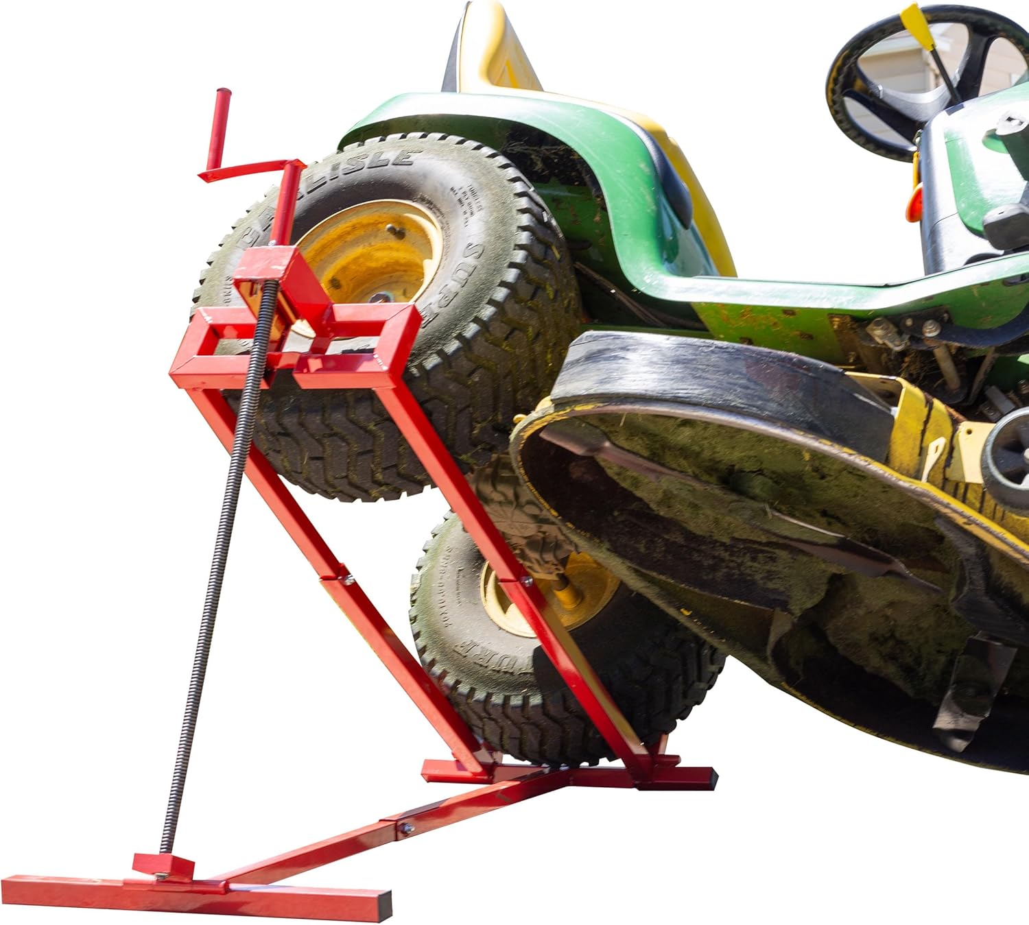 Mower Lift - 880lb Capacity Lawn Mower Lift Jack - Telescopic Maintenance Jack for Mowers and Tractors - Riding Mower Accessories by Stalwart (Red)