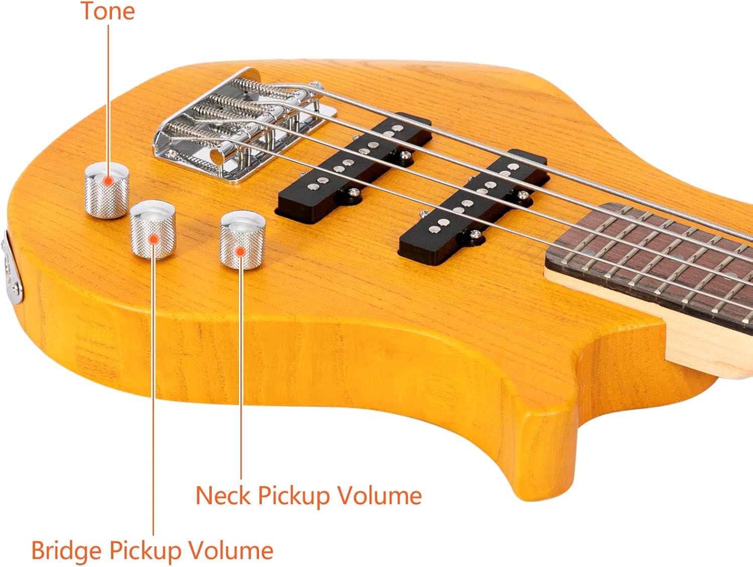 Ktaxon 4 String Electric Bass Guitar, 36-inch Bass Guitar Kit with Split single-coil Pickup, Rosewood Fretboard, Mahogany Body for Kids, Boy and Girl(Yellow)