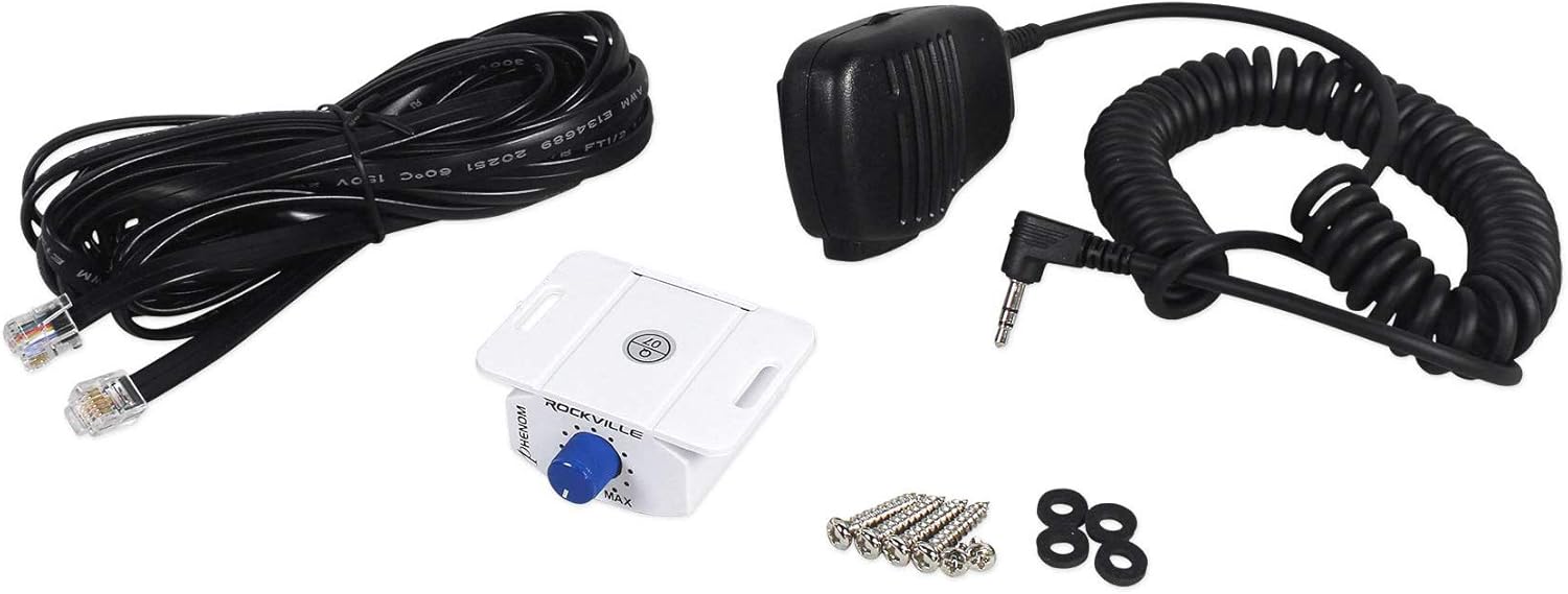 Rockville RXM-S6 2600W Peak/660W RMS 6-Channel Marine Amplifier, PA Microphone, Waterproof Design, Bass Remote for Boats and Marine Audio