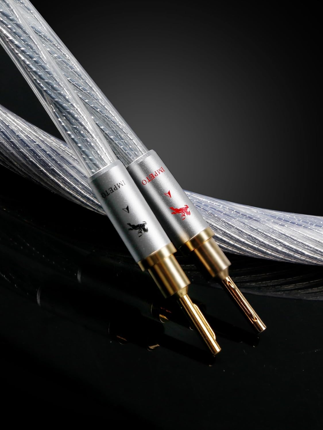 Audiophile Speaker Cable with 4mm Banana Plugs - Silver-Plated Copper Conductors & Dual Shielding for Home Theater, Amplifier, Bookshelf Speakers (6.56ft/2m)