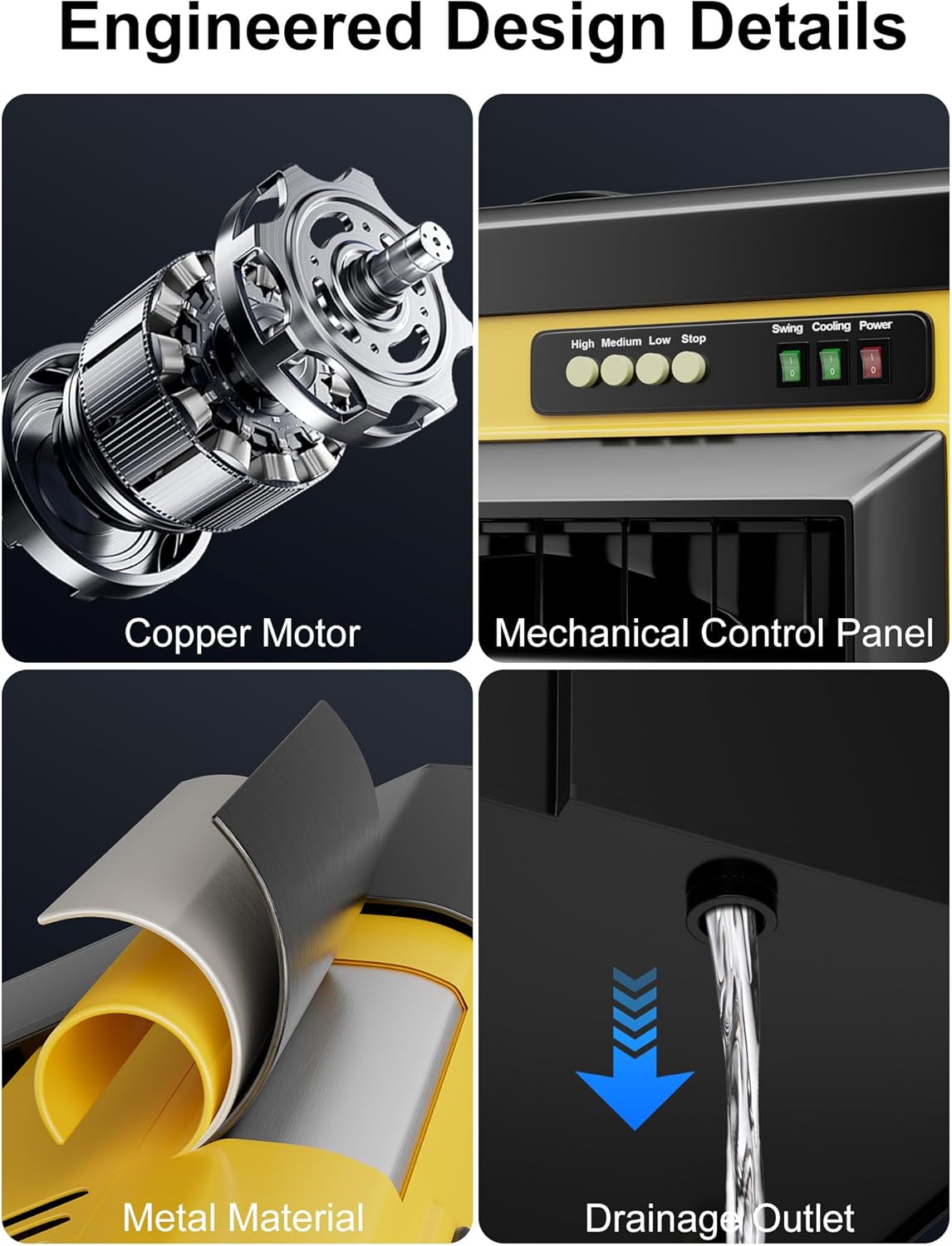 Uthfy 8979 CFM Swamp Cooler Air Conditioner, 58IN Evaporative Air Cooler with 36 Gal Water Tank, 3 Speeds, 120°Oscillation, 5 Ice Packs, Outdoor Air Conditioner for Garage, Patio, Yard, Factory