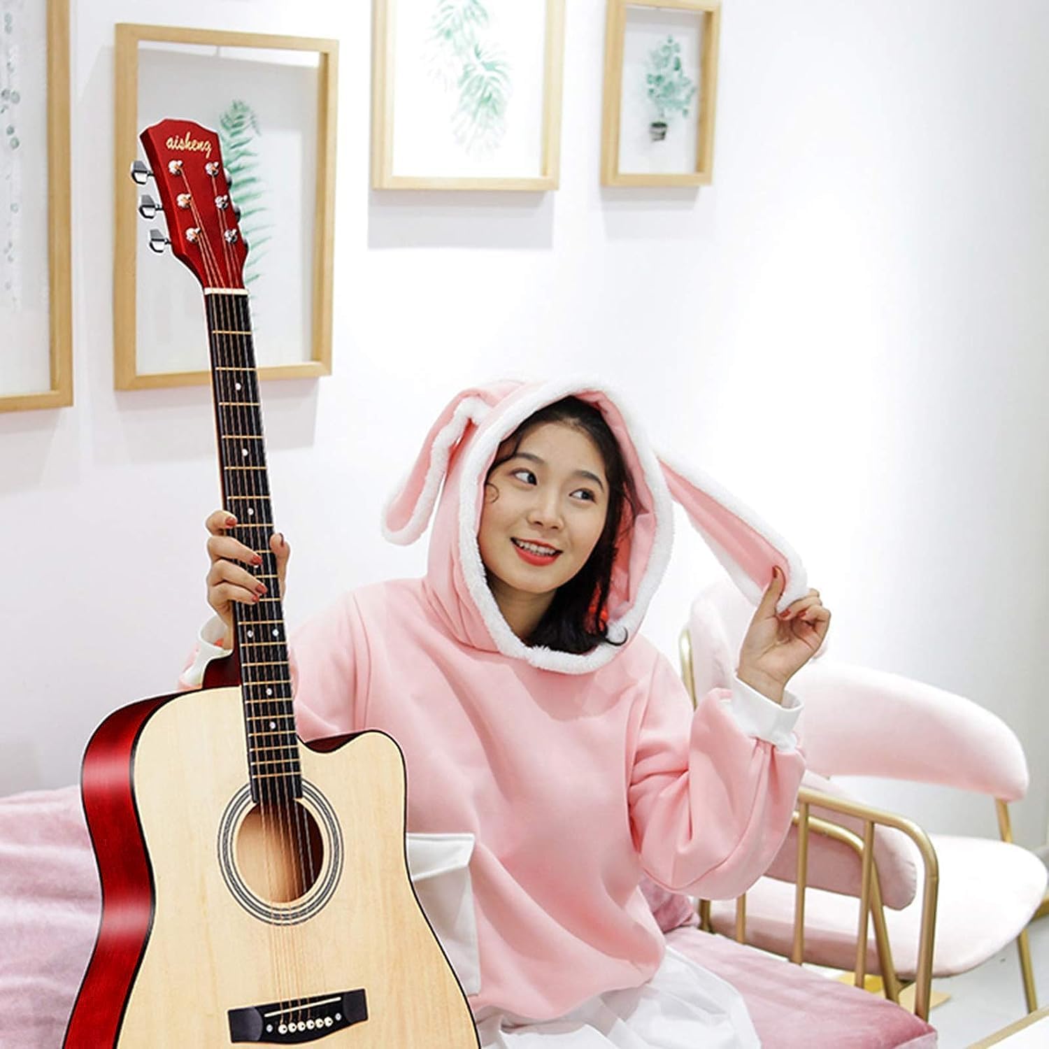 Guitar, Log, High-Precision Open-Style String Standard, Original Phosphor Bronze Strings, Suitable for Beginners (Size:38 inches,Color:Green)