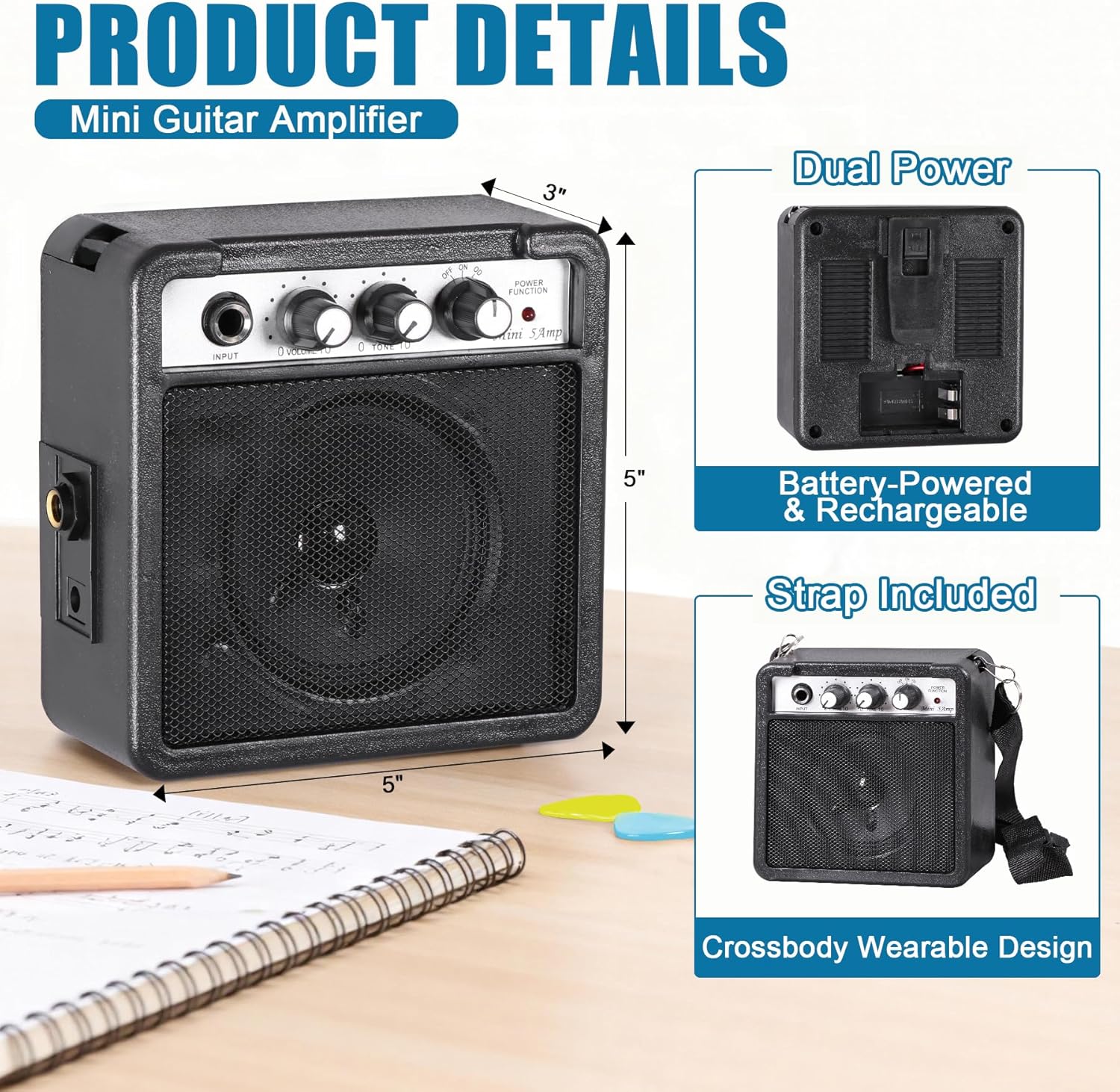 30 Inch Kids Electric Guitar, Complete Beginner Kits with 5W Amplifier, Picks, Gig Bag, Strap, Cable & Accessory Kit for Kids/Girls/Boys/Starters, Blue