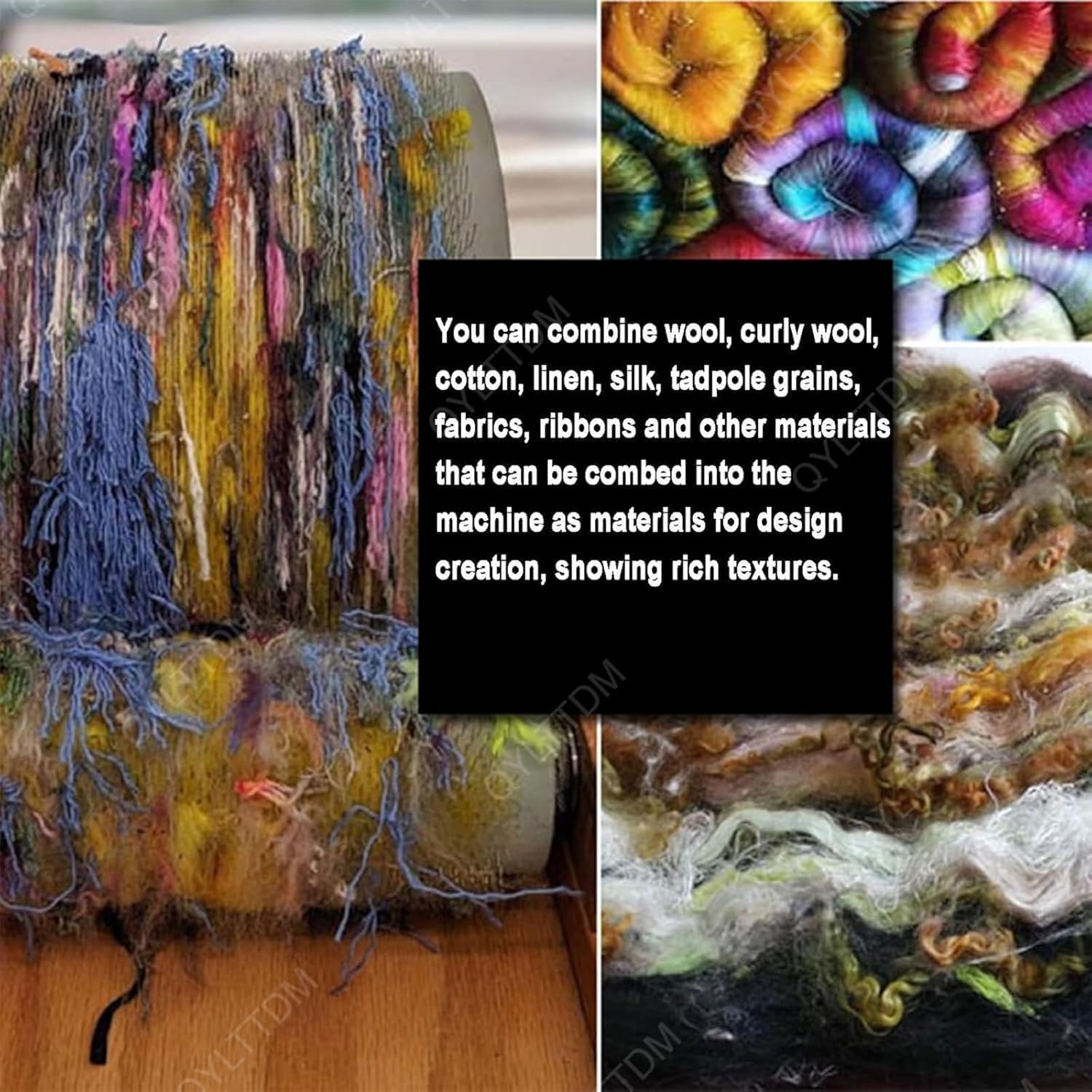 DIY Wool Felt Machine Set with Roller and Nylon Bearings for Mixing Colors and Organizing Wool, for DIY Handcraft Enthusiasts