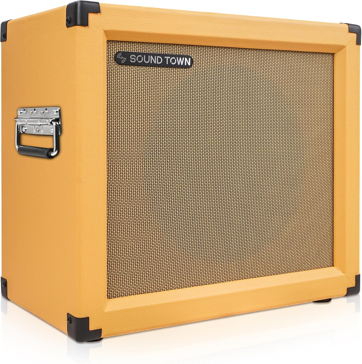 Sound Town 1 x 12 65W Open-Back Guitar Speaker Cabinet, Birch Plywood, Orange Tolex, Wheat Cloth Grille (GUC112OBOR)