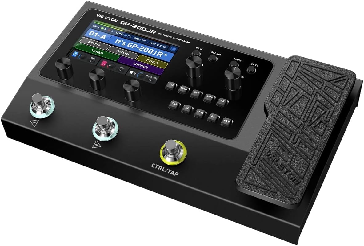 VALETON GP-200JR Multi Effects Processor Multi-Effects Pedal with Expression Pedal FX Loop MIDI I/O Guitar Bass Effects Pedal Amp Modeling IR Cabinets Simulation Stereo OTG USB Audio Interface