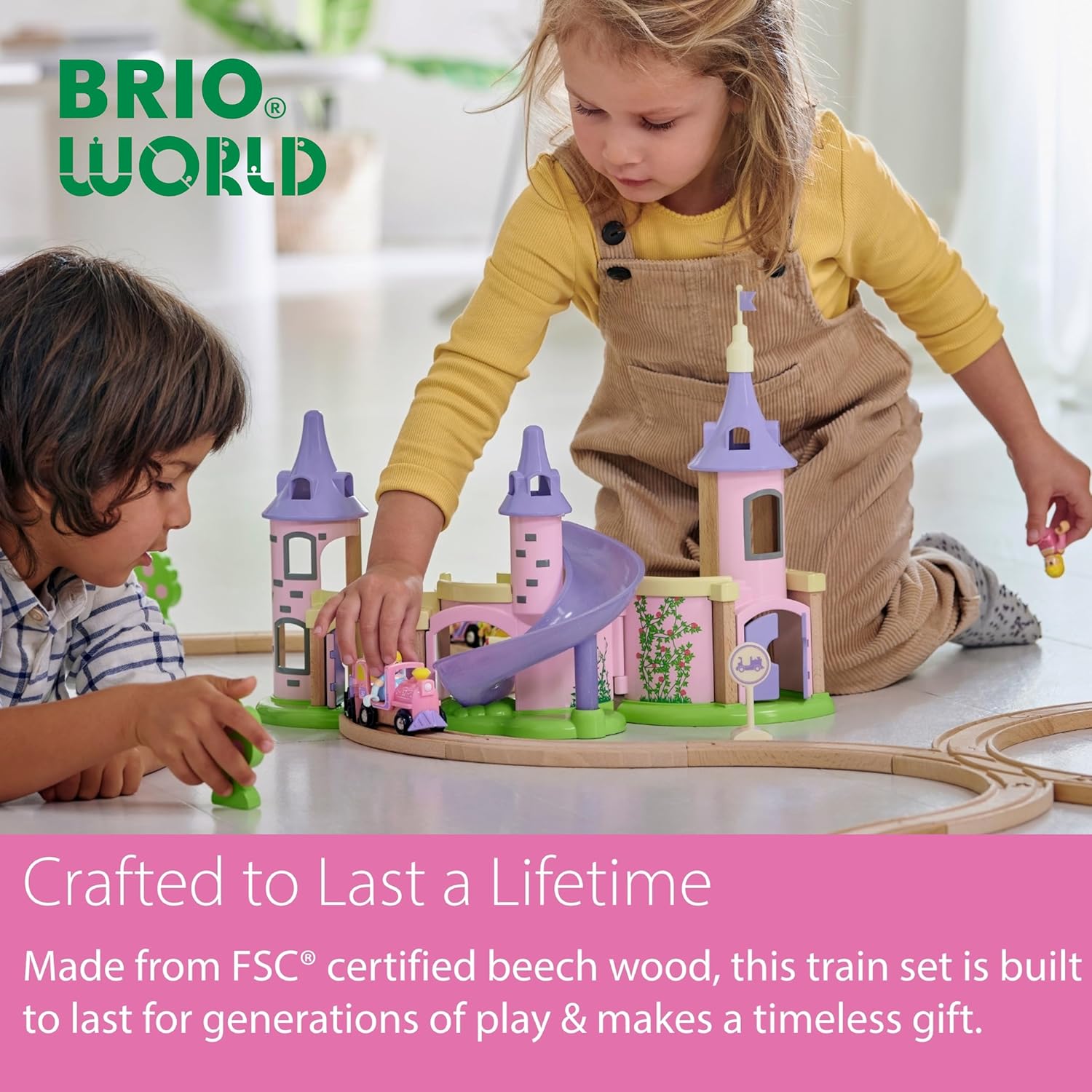 BRIO World Disney Princess Castle Set - 18-Piece FSC-Certified Wood Train Set and Accessories - Includes Moveable Classic Disney Princess Figurines, Castle, Tracks & More - Kids Ages 3 & Up