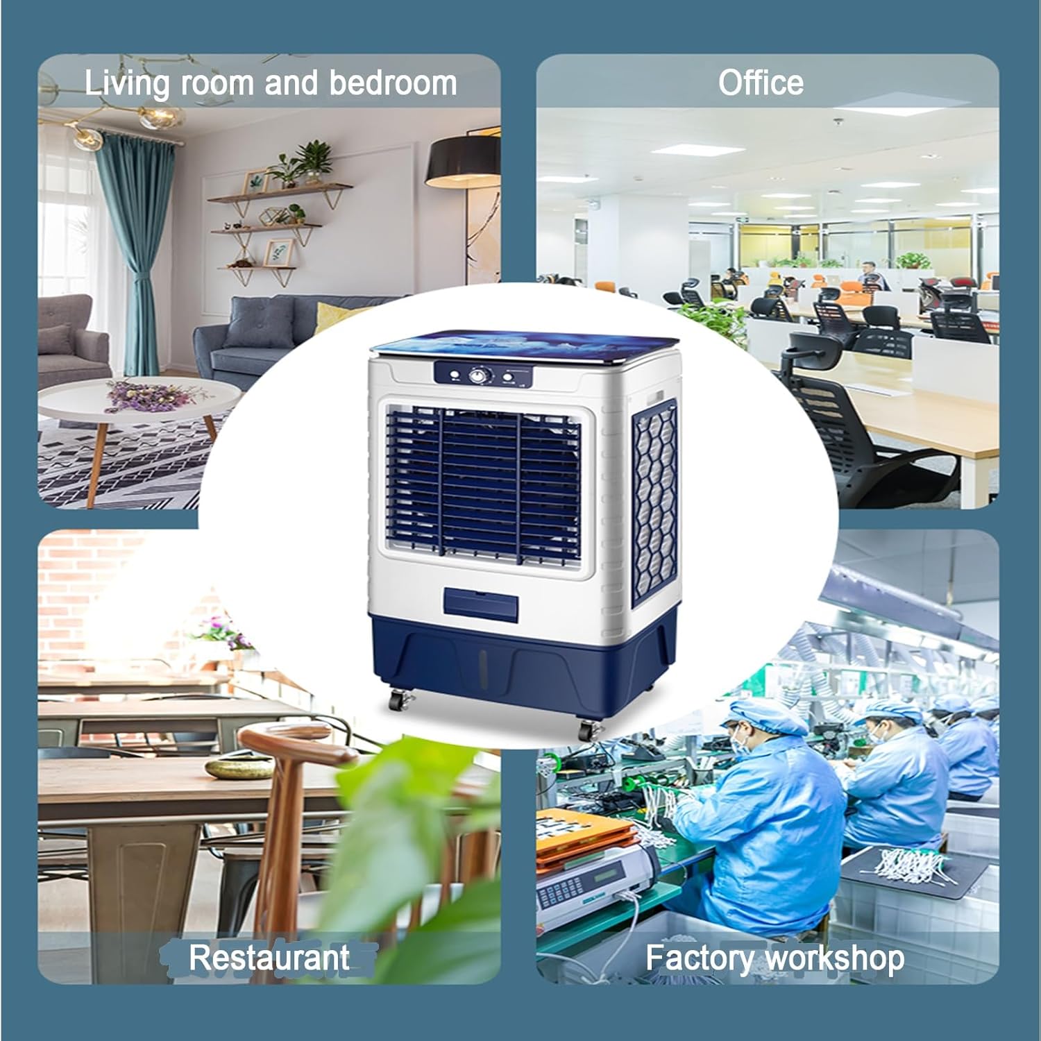 Evaporative Air Cooler, 4-in-1 Swamp Cooler Air Conditioner, 3 Speeds Indoor Use, Portable Windowless AC for Bedroom Home Office