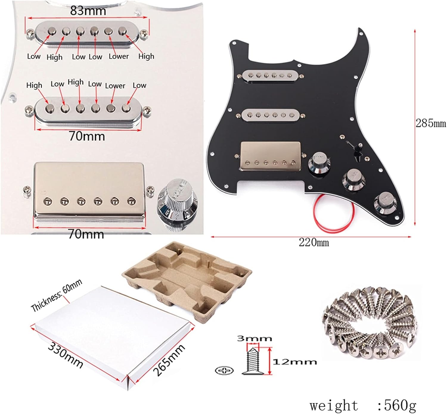 Pickguard Pre-Wired Loaded Alnico 5 Pickup Pick Guard Plate Set for Electric Guitar Accessory