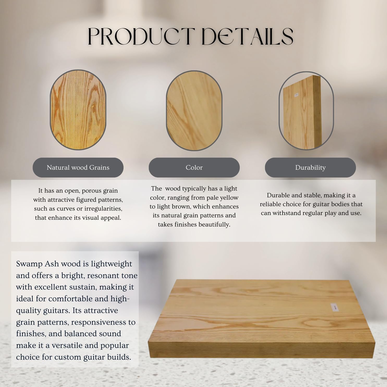 Exotic Wood Zone | Swamp Ash Electric/Bass Musical Wood Body Blanks | Guitar Luthier Tonewood Suppliers | Glued Planed - 21