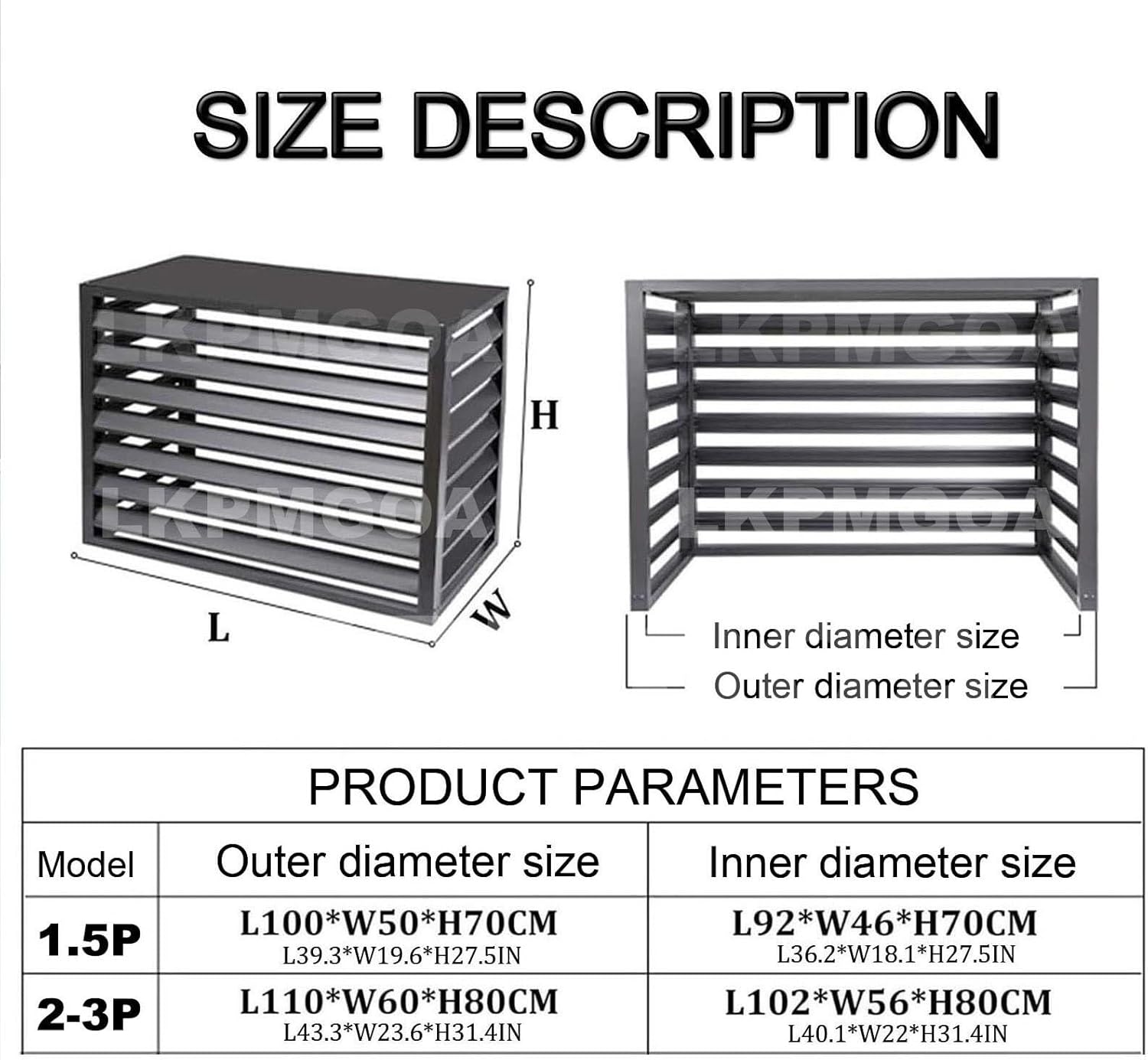 Air Conditioner Cover for Outside Unit, Aluminum Air Conditioner Cover, for Outdoor Privacy, Noise Reduction, Theft Prevention(Gray,110cm)