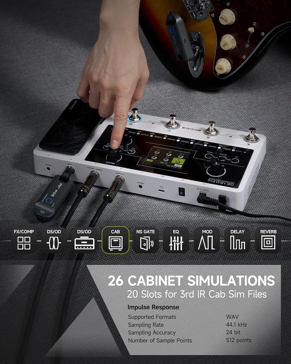 MOOER GE150 Pro Guitar Amp Modelling Multi Effects, Reverb, Delay, Looper Drum with 4 Footswiches, Expression Pedal, USB OTG Live Recording, MNRS GNR and GIR Loader