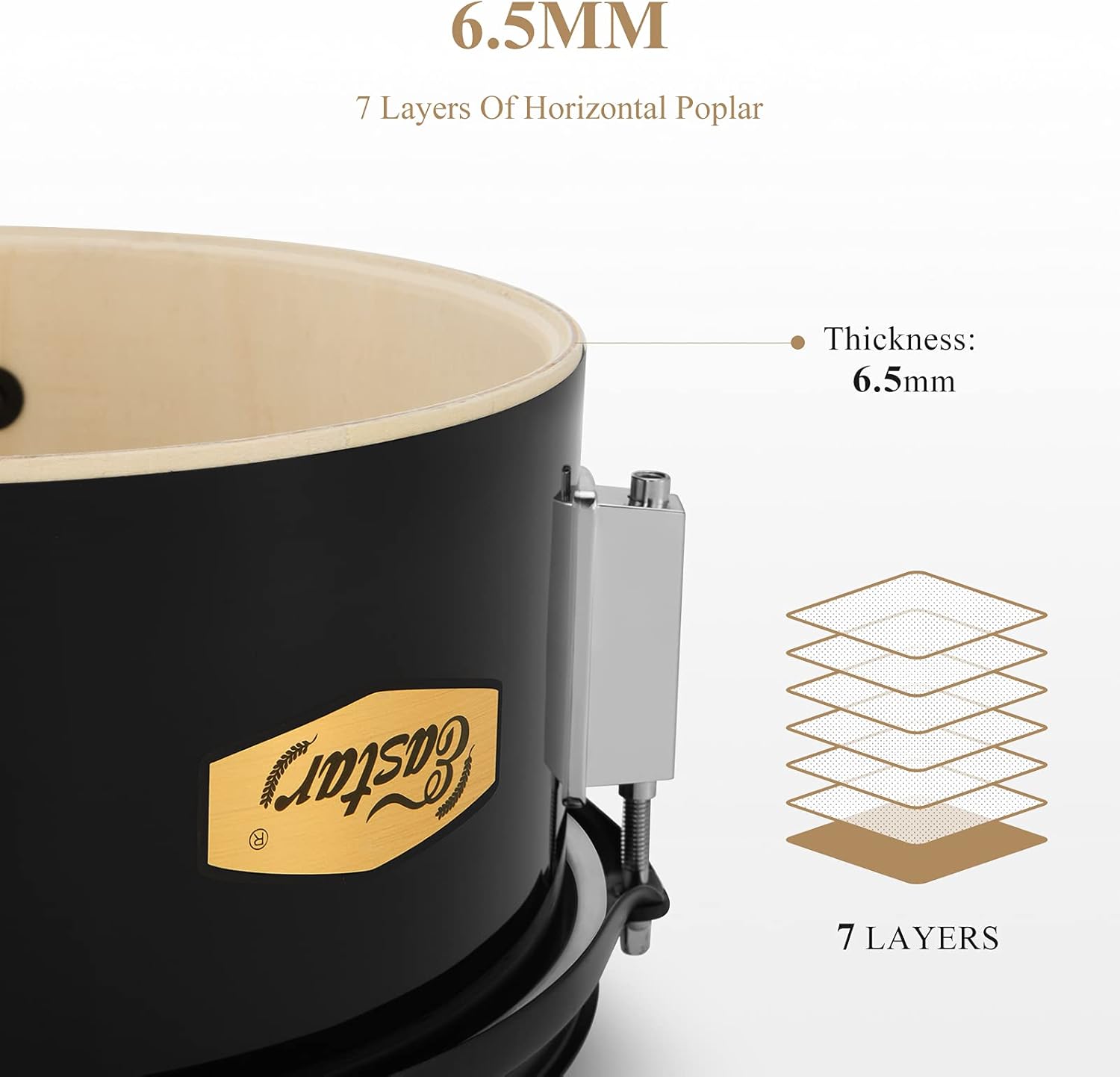 Drum Set Eastar 16 inch 5-Piece, Junior Drum Kit for Beginners Kids Teenagers with Adjustable Throne and Cymbal, Pedal & Drumsticks, Metallic Black (EDS-350MBK)