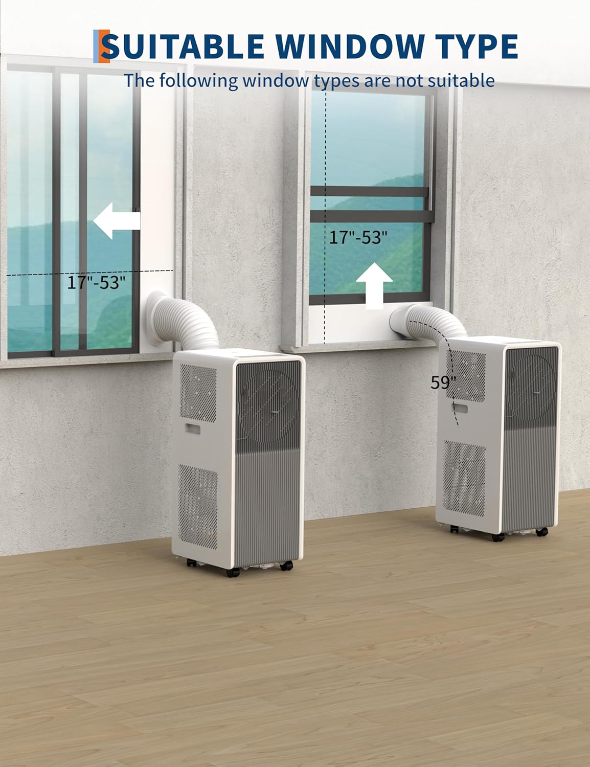 14,000 BTU Air Conditioner Portable, 3-in-1 Room Standing Air Conditioners with Remote Control, Fast Cools 750 Sq.Ft. for Indoor Room, Dorms - Gray