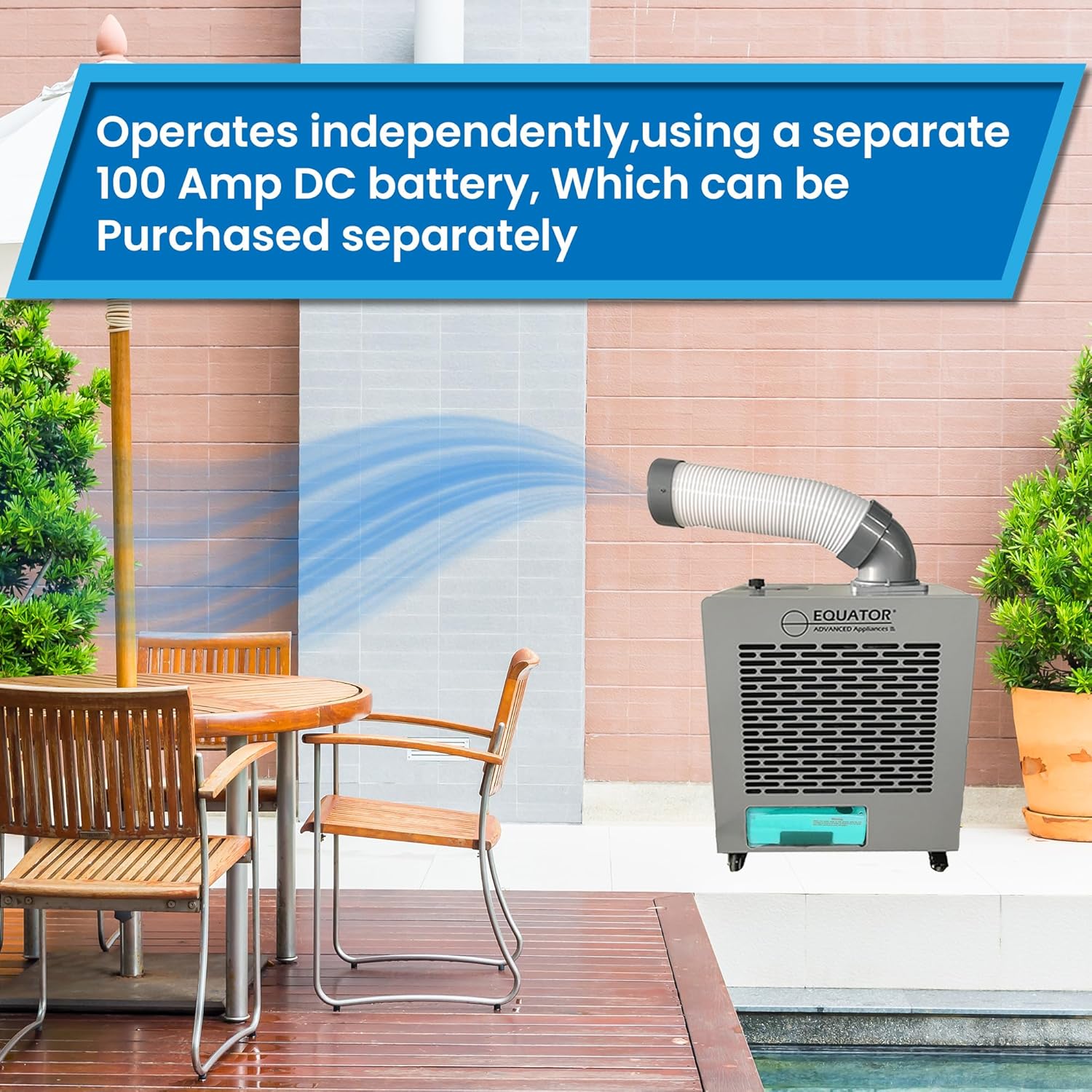 Equator Portable Air conditioner Spot Cooler, 7000 BTU, Outdoor Unit with Casters, IP24 Rated, 110V