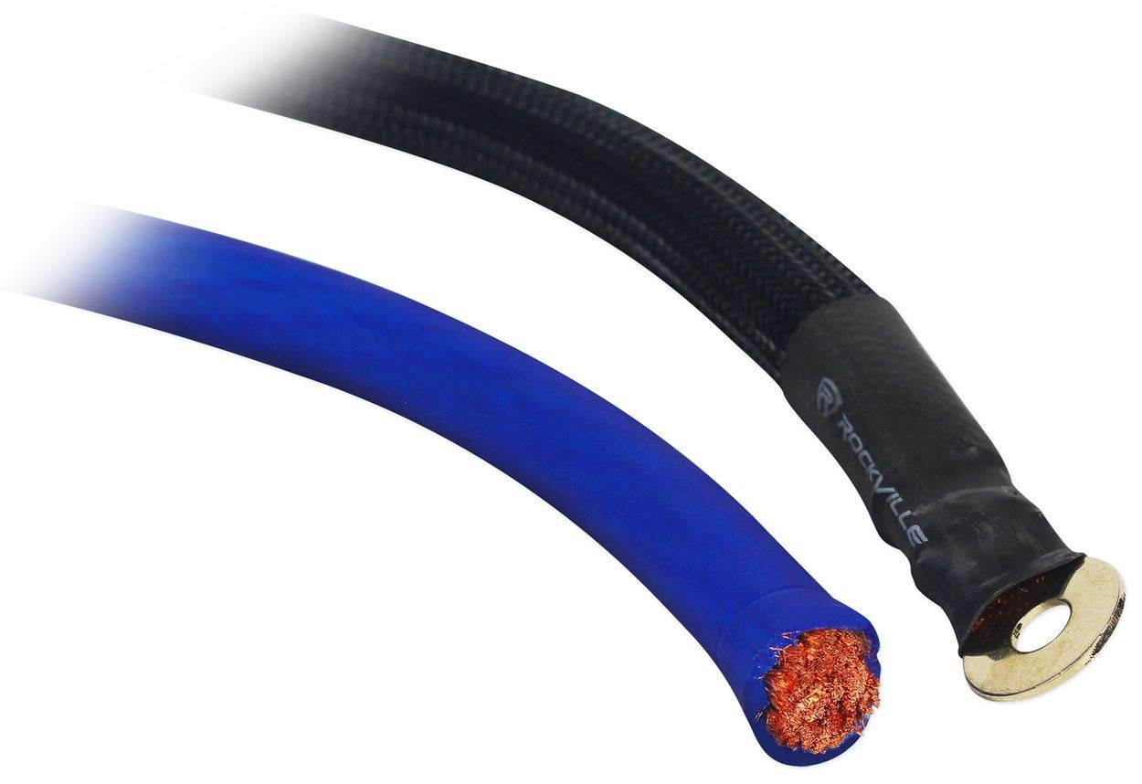 Rockville RFC50F Bundle: 50 Farad car Audio Power Capacitor with Blue Voltage Display, RWK0CU 0 Gauge OFC Amplifier Wiring Installation kit with ANL Fuse Holder, 2-Items