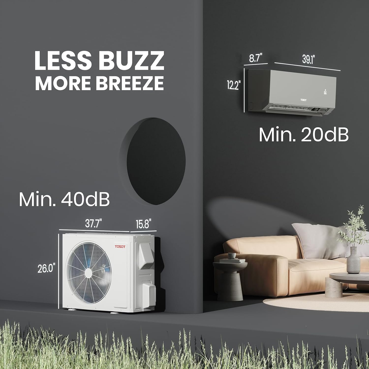 TOSOT 18,000 BTU 24.5 SEER2, Mini-Split Air Conditioner & Heater, Energy Star & Cold Climate Certified, Ductless Inverter AC Unit with WiFi, Supports ERV System, 208-230V, Aoraki Series, Black