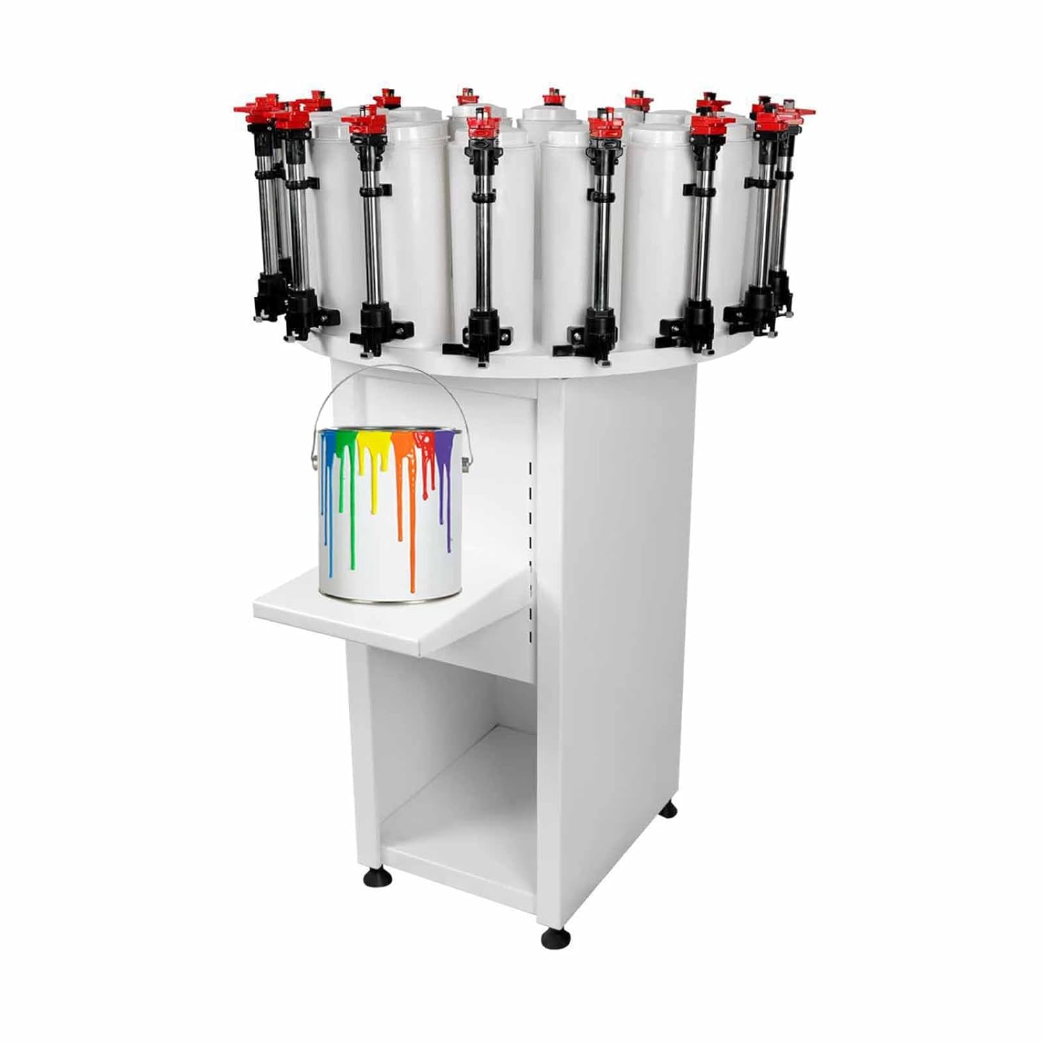 TECHTONGDA Paint Colorant Dispenser, 14 Canister Base Paint Tinting Machine, Double Pump, Double Gauge Lock, 2.3L Drum Capacity, Electric Stirring Color Mixing Machine for Water or Oil Colorant
