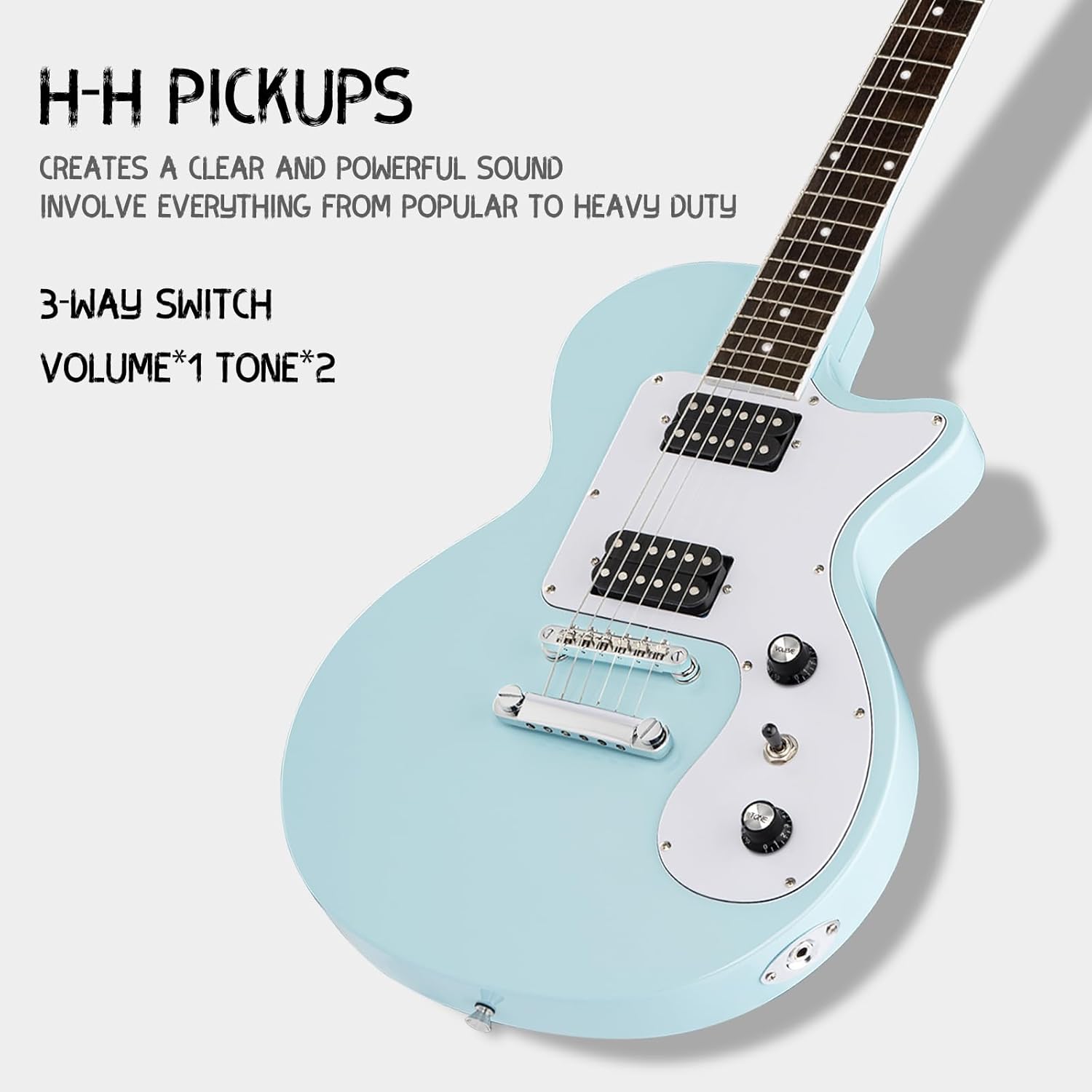 39 Inch Electric Guitar Kit, Beginner Full Size Solid Body Electric Guitar With HH Pickups, Gig Bag, Amplifier, Strap, Cable, Picks, String (Blue+Amp+Bag)