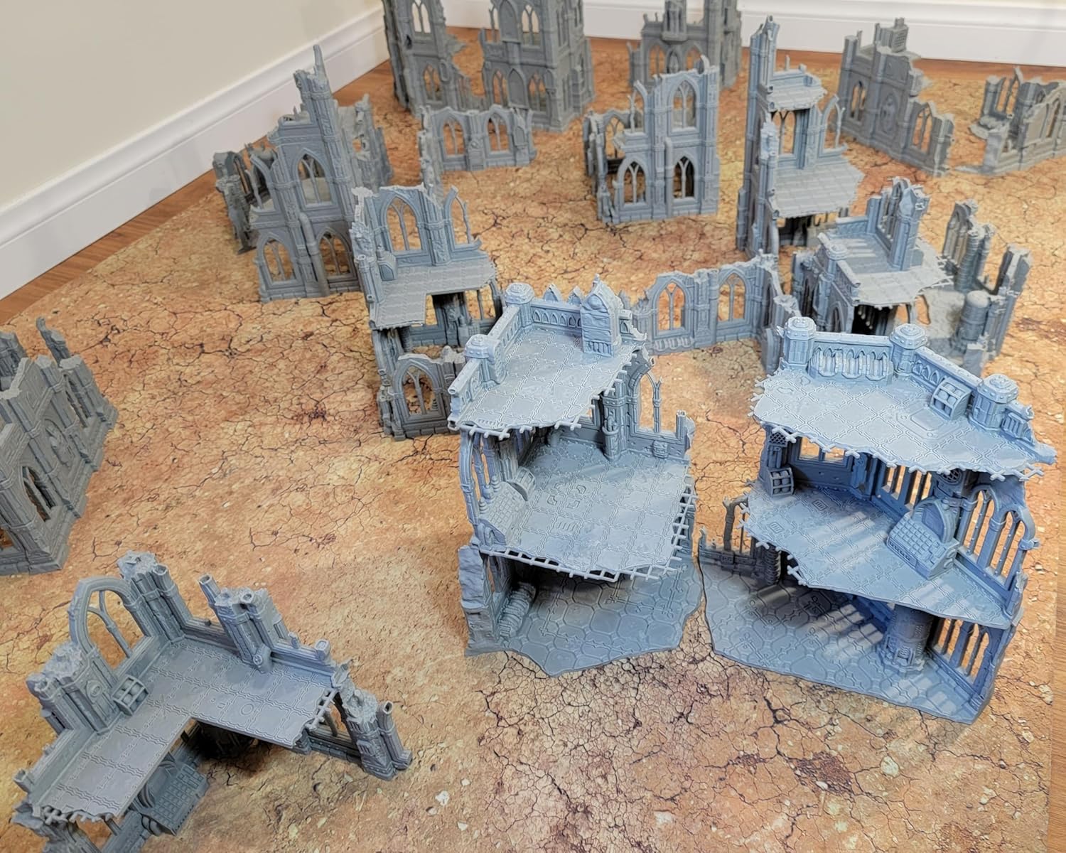 10th Edition 40k Tournament Terrain Set, 3dPrinted Wargame Terrain 28mm Scale Buildings in Ruins, Imperialis Sci fi Gothic Wargaming Scenery