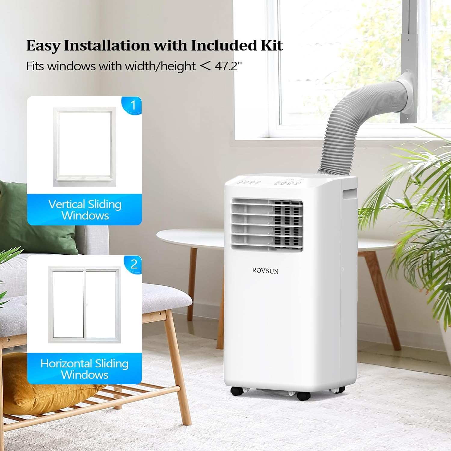 ROVSUN 10000 BTU Portable Air Conditioner with Remote Control, 3-in-1 Room AC Unit, Fan & Dehumidifier with Digital Display, 24H Timer & Installation Kits for Home Office Dorm