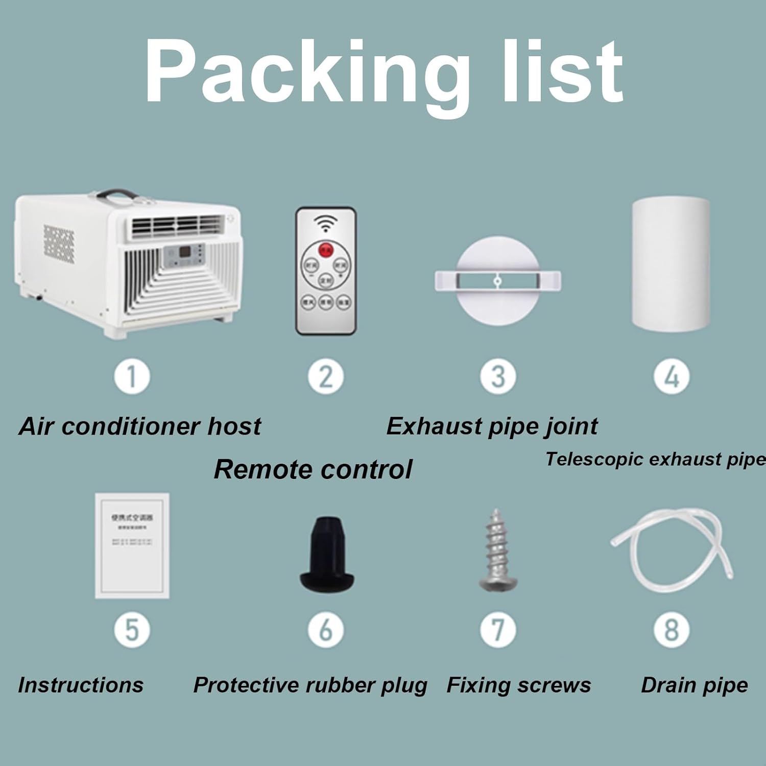 Portable Air Conditioner 3-in-1 AC Unit with Panel Control and Remote Control 1-12H Timer Coverage Area 6 Square Meters Evaporative Air Cooler for Home Office(220v)