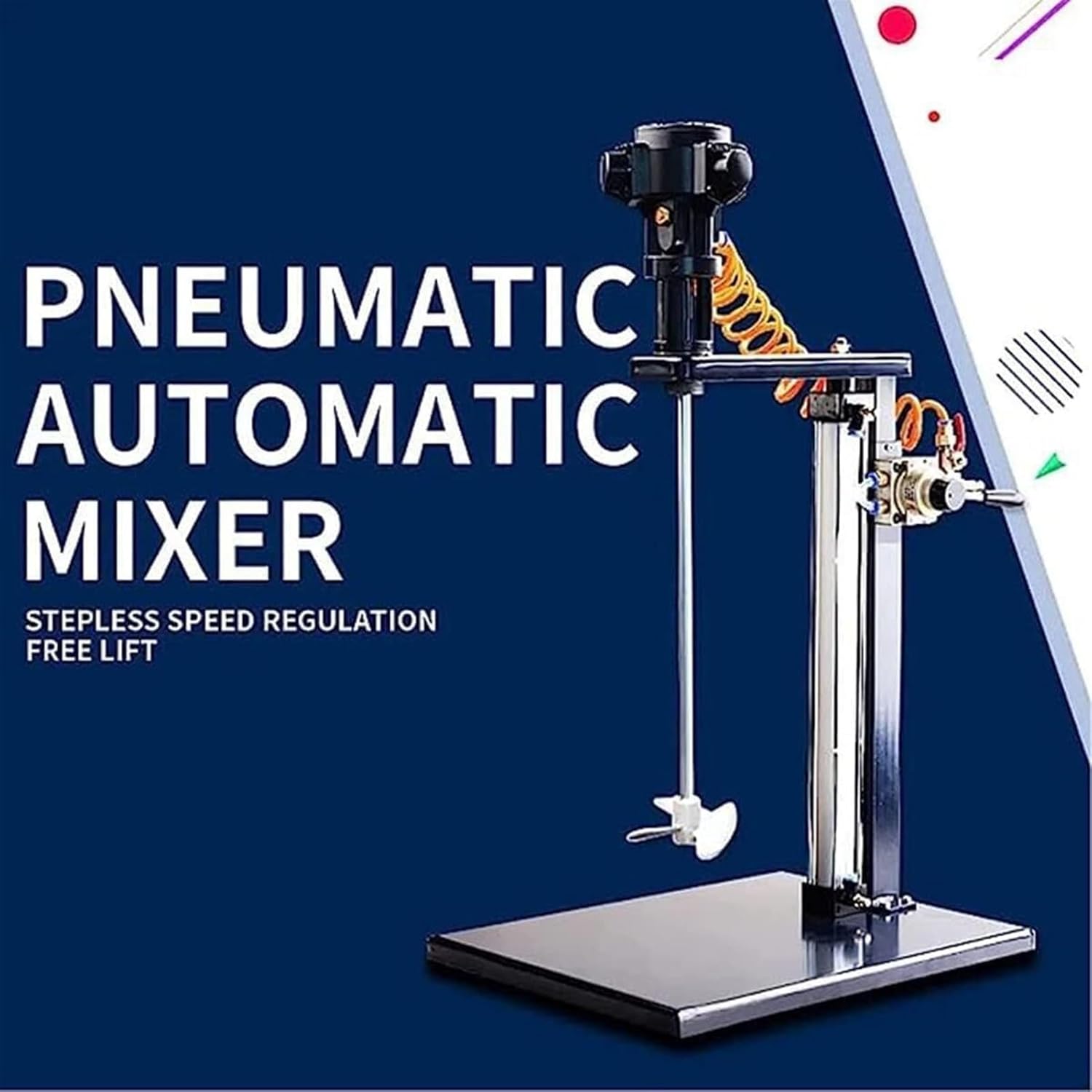 5 Gallon Pneumatic Paint Mixer, Stainless Steel Automatic Paint Blender Stirrer, Stirring Air Powered Liquid Mixer, Lifting Platform Agitator Lifting Coating Mixing Machine, for Paint Factory