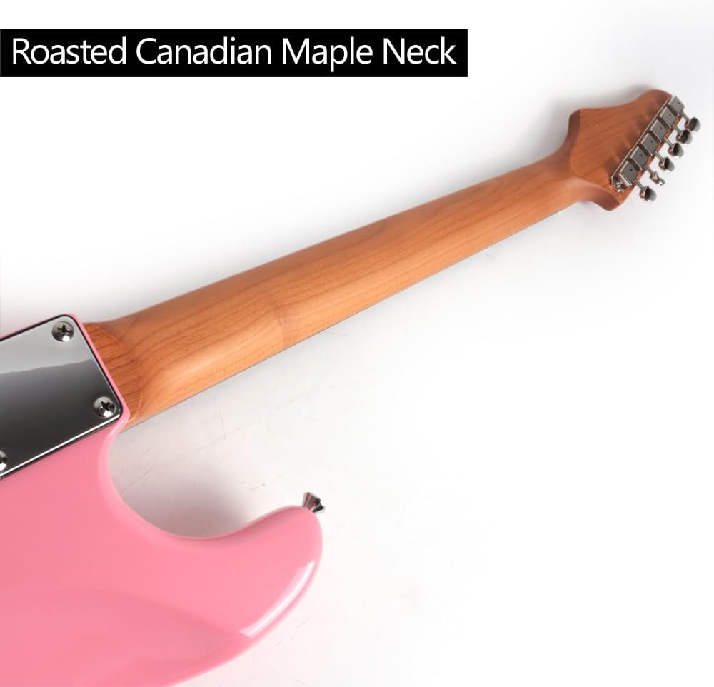 Fojill Full Size Electric Guitar Solid Mahogany Body Roasted Canadian Maple Neck Genuine Rosewood Fretboard Bone Nut With Padded Gig Bag