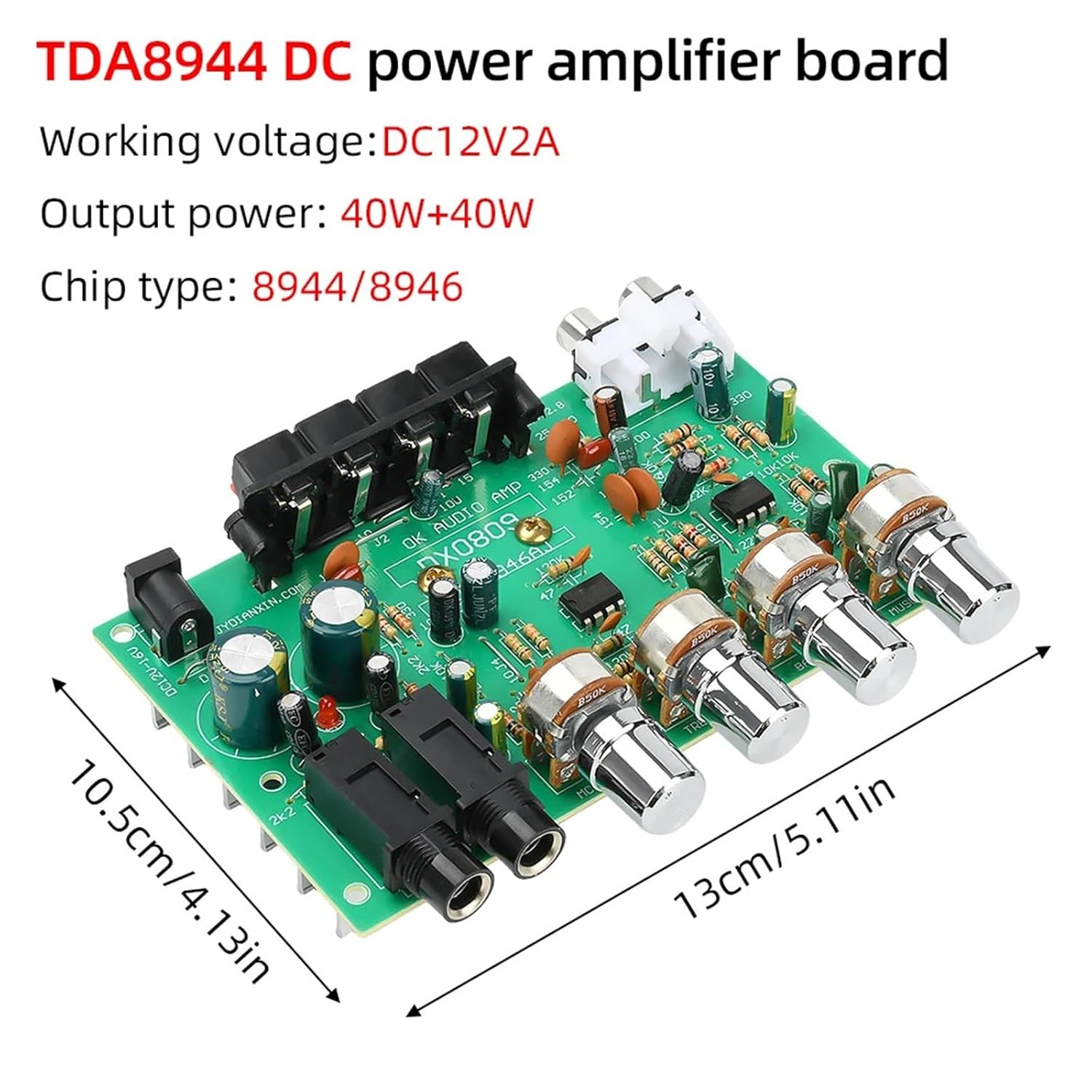 40W*2 Digital Sound Amplifier Board TDA8944/TDA8946 40W+40W 2.0 Channel Audio AMP Module Home Theater Amplifiers(with knob)