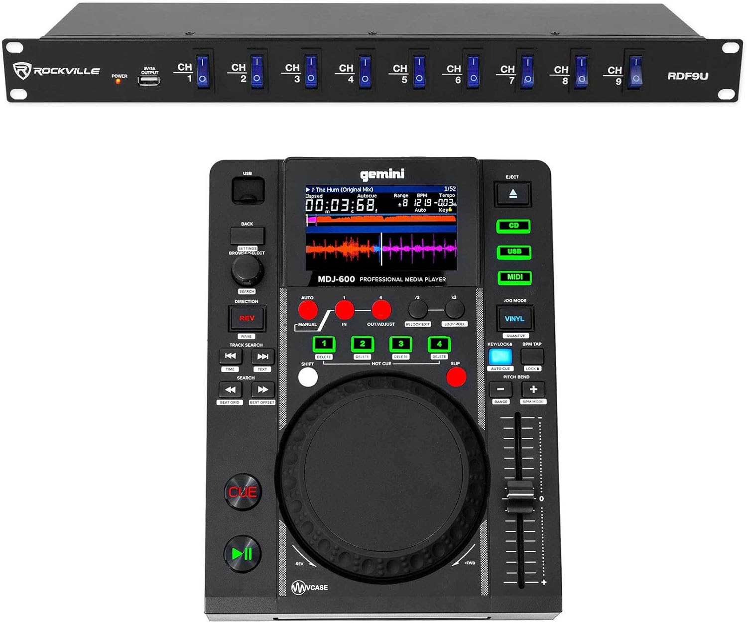 Gemini MDJ-600 Single Tabletop USB/CD Media Player DJ MIDI Controller w/4.3